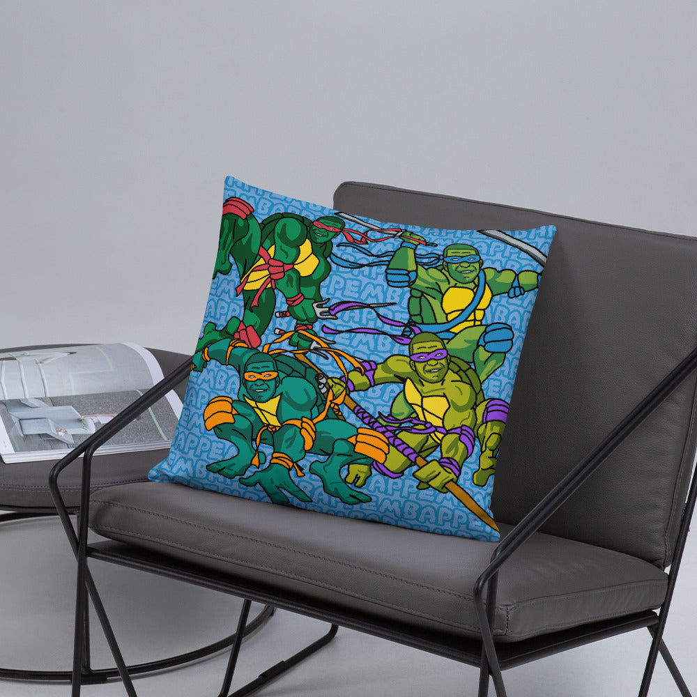 Kylian Mbappe Ninja Turtles funny football/ soccer meme Basic Pillow blue Pillows Football Kylian Mbappe Ninja Turtles PSG Real Madrid Next Cult Brand