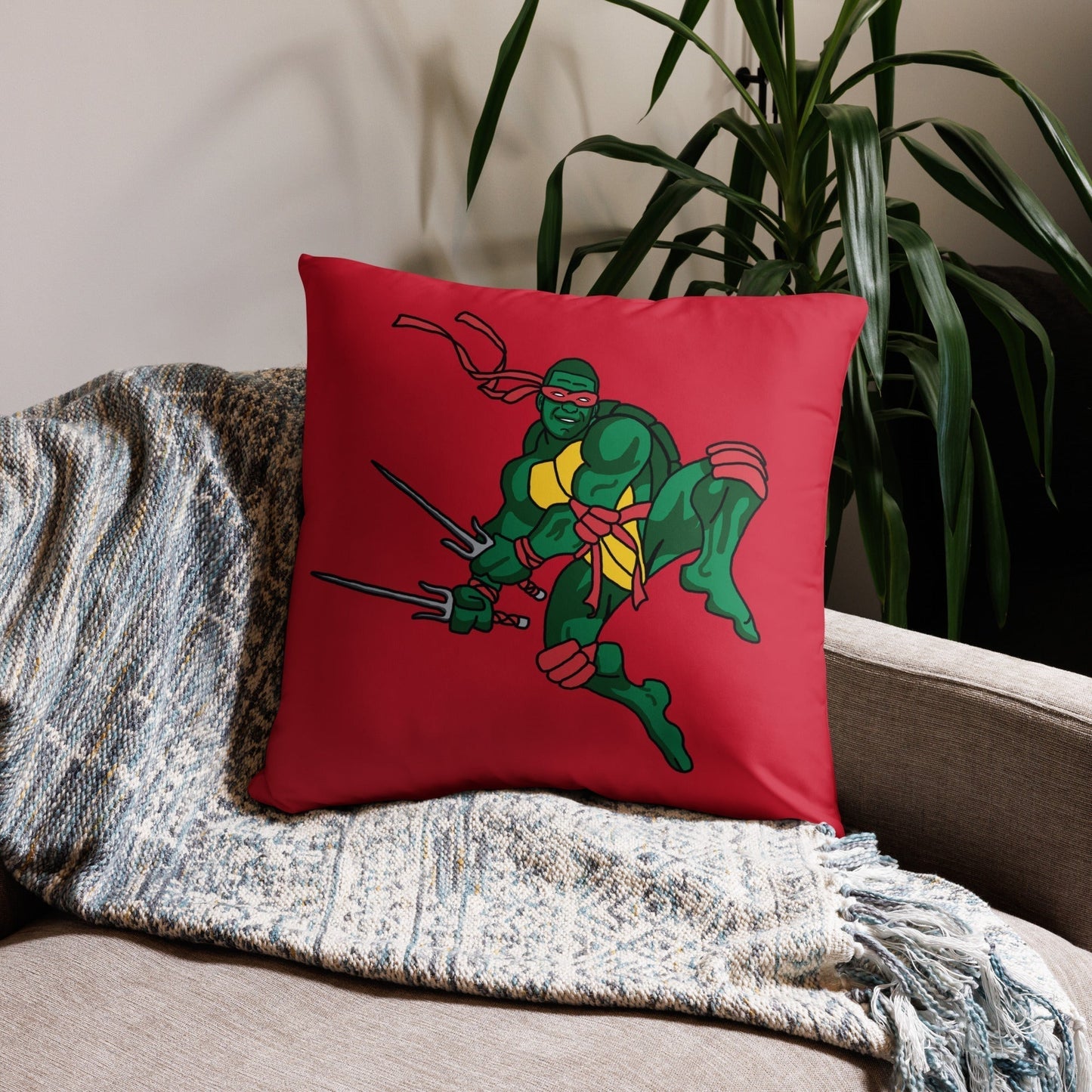 Kylian Mbappe Red Ninja Turtle Raphael Basic Pillow Pillows Football Kylian Mbappe Ninja Turtles PSG Real Madrid Next Cult Brand