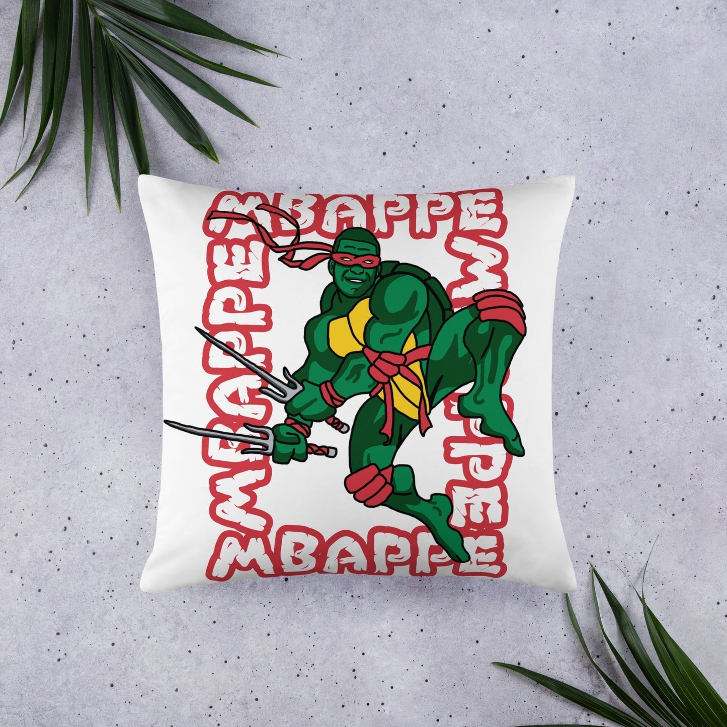 Kylian Mbappe Red Ninja Turtle Raphael Basic Pillow Pillows Football Kylian Mbappe Ninja Turtles PSG Real Madrid Next Cult Brand