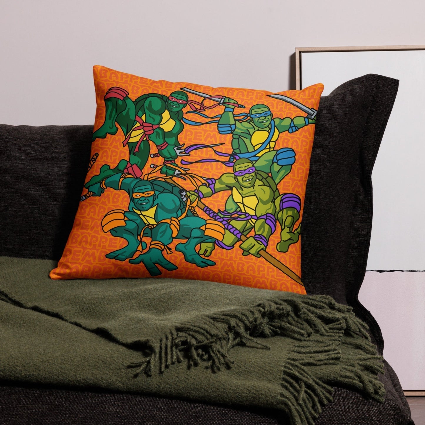 Kylian Mbappe Ninja Turtles funny football/ soccer meme Basic Pillow orange Pillows Football Kylian Mbappe Ninja Turtles PSG Real Madrid Next Cult Brand