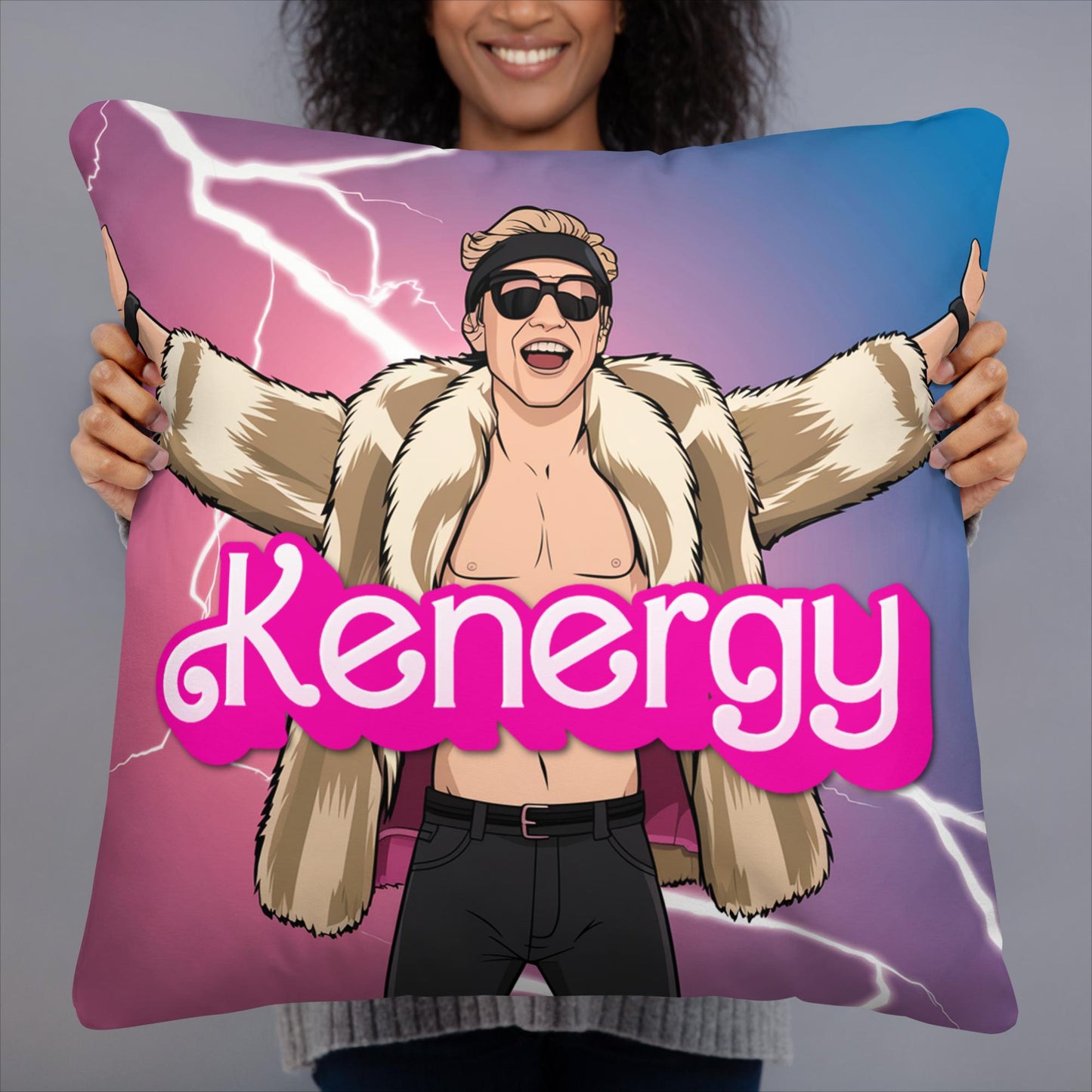 Kenergy Barbie Ryan Gosling Ken Pillow 22″×22″ Pillows Barbie Celebrities Ken Kenergy Movies Ryan Gosling Next Cult Brand