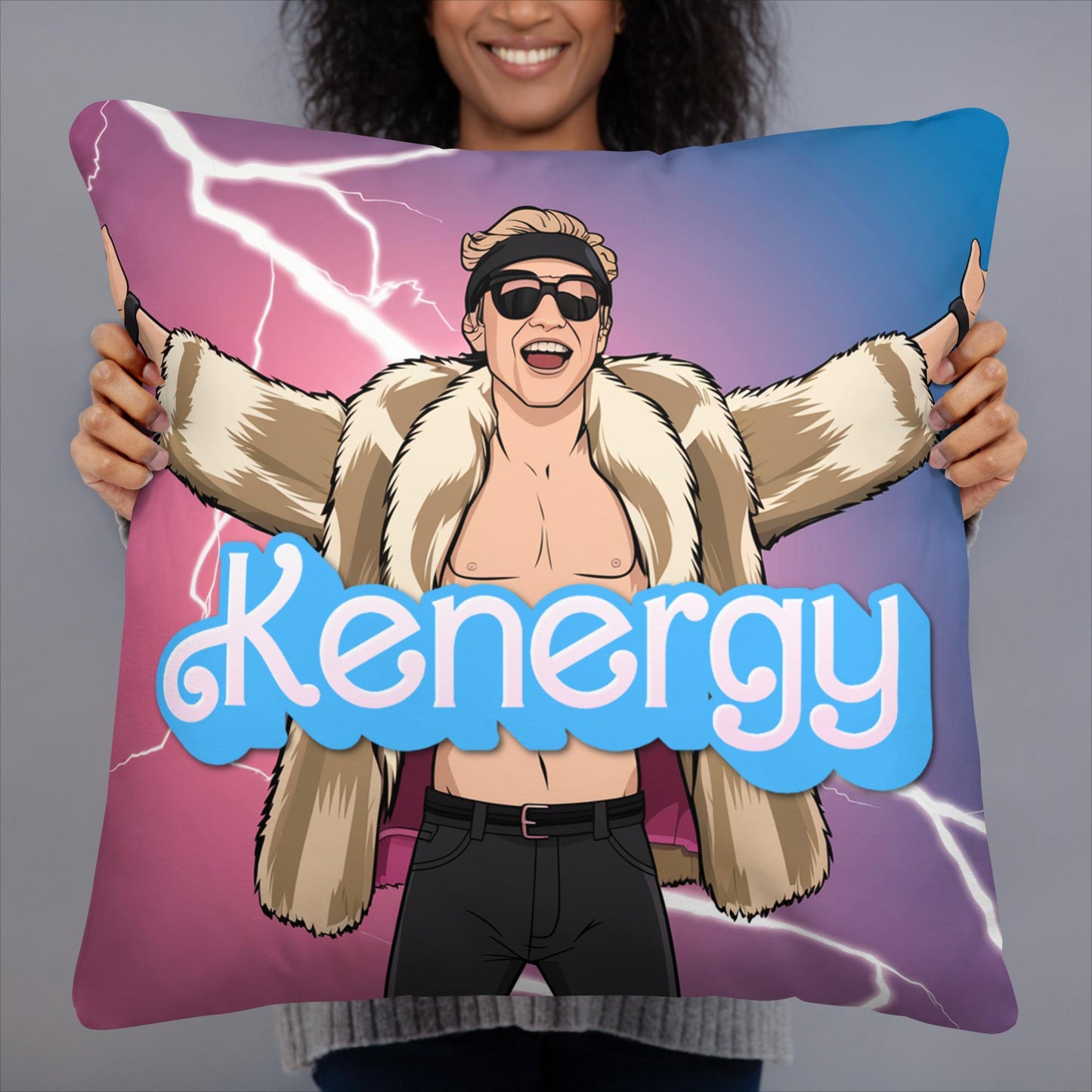 Kenergy Barbie Ryan Gosling Ken Pillow 22″×22″ Pillows Barbie Celebrities Ken Kenergy Movies Ryan Gosling Next Cult Brand