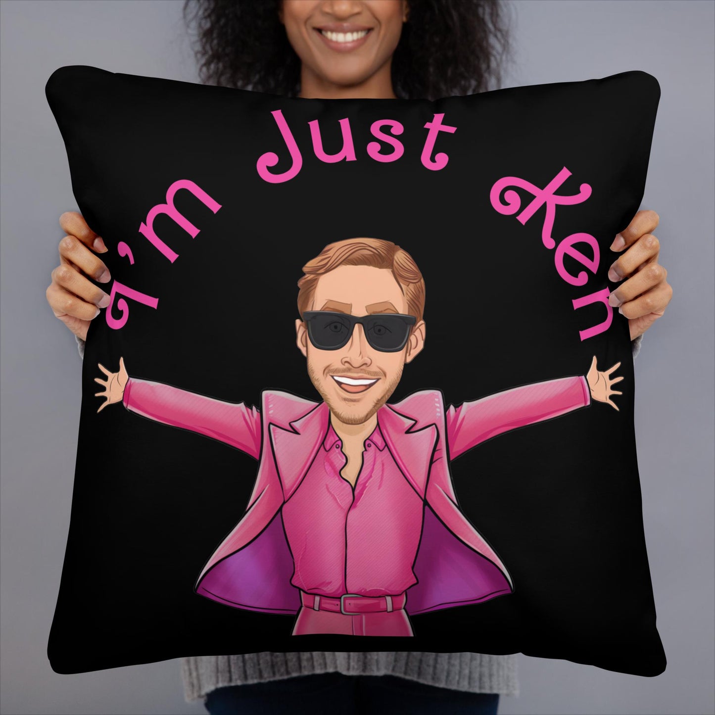 Ken Barbie Ryan Gosling I'm Just Ken Pillow 22″×22″ Pillows Barbie Celebrities Ken Movies Ryan Gosling Next Cult Brand