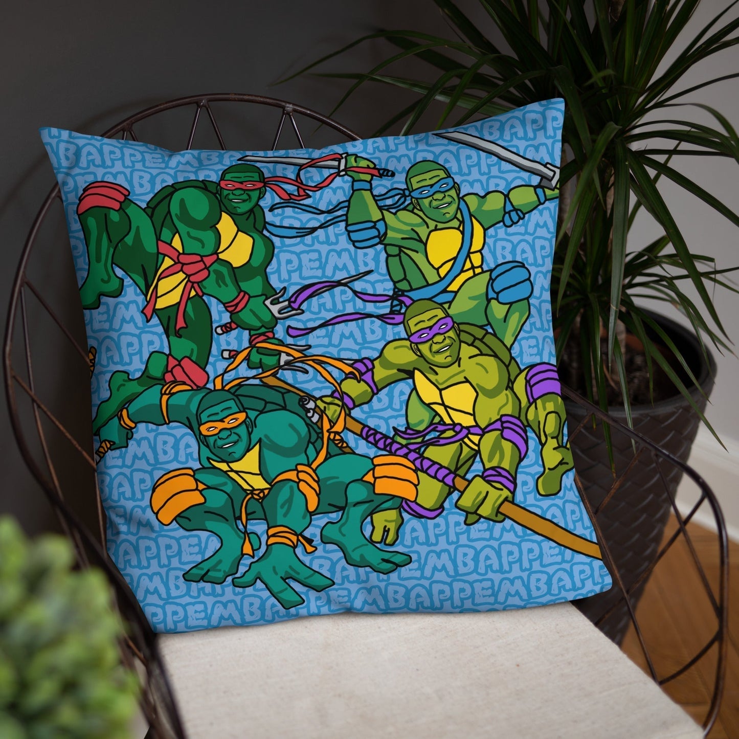 Kylian Mbappe Ninja Turtles funny football/ soccer meme Basic Pillow blue Pillows Football Kylian Mbappe Ninja Turtles PSG Real Madrid Next Cult Brand