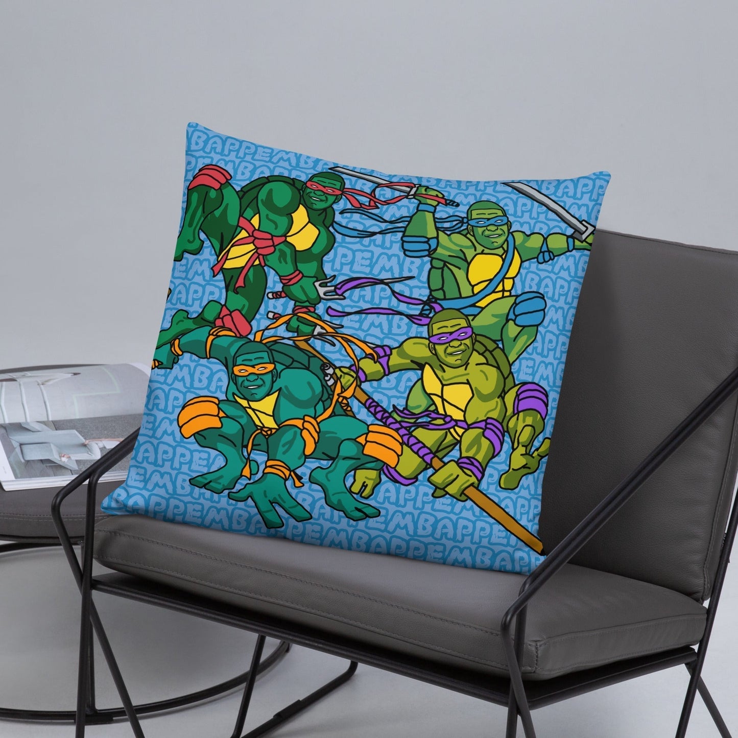 Kylian Mbappe Ninja Turtles funny football/ soccer meme Basic Pillow blue Pillows Football Kylian Mbappe Ninja Turtles PSG Real Madrid Next Cult Brand