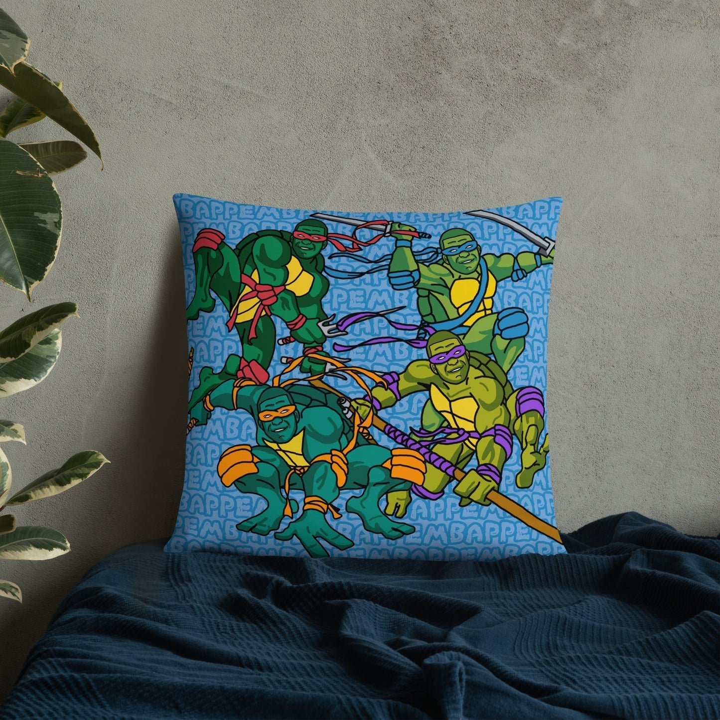 Kylian Mbappe Ninja Turtles funny football/ soccer meme Basic Pillow blue Pillows Football Kylian Mbappe Ninja Turtles PSG Real Madrid Next Cult Brand