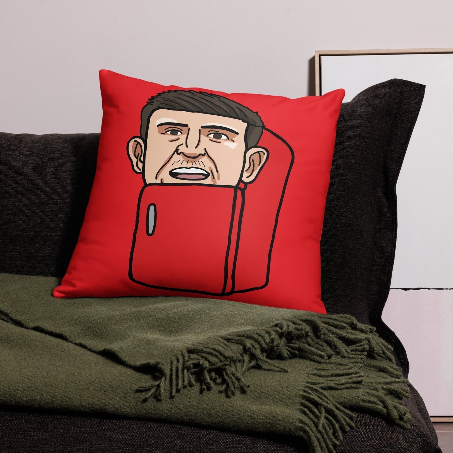 Harry ''The Fridge'' Maguire Pillow Red 22″×22″ Pillows Football Harry Maguire Manchester United The Fridge Next Cult Brand