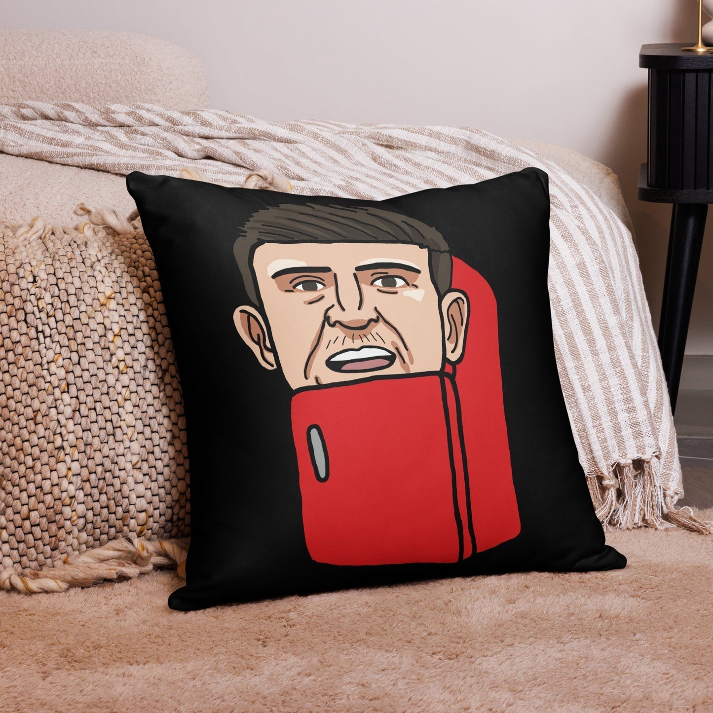 Harry ''The Fridge'' Maguire Pillow Black 22″×22″ Pillows Football Harry Maguire Manchester United The Fridge Next Cult Brand