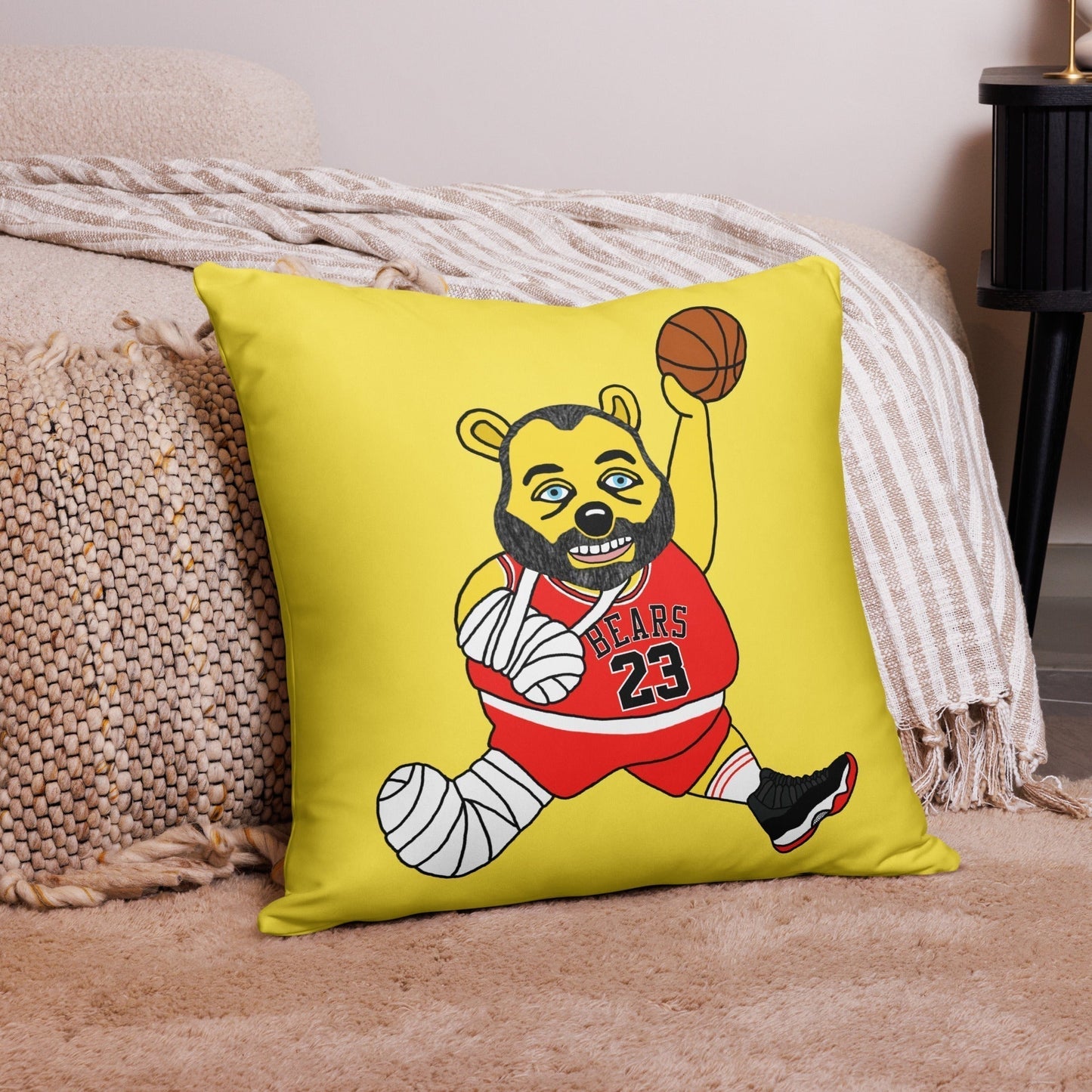 Air Segura, Tom Segura Basketball, Your Mom's House (YMH), 2 Bears 1 Cave, Funny Basic Pillow 22″×22″ Pillows 2 Bears 1 Cave Air Segura Podcasts Stand-up Comedy Tom Segura YMH Next Cult Brand