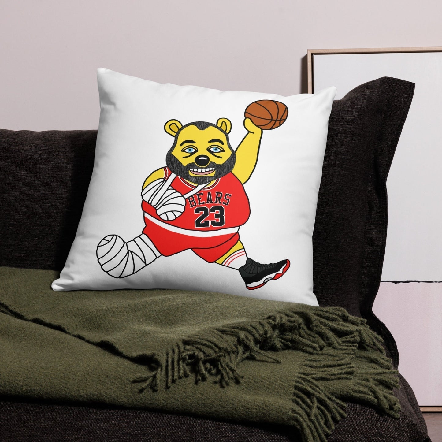 Air Segura, Tom Segura Basketball, Your Mom's House (YMH), 2 Bears 1 Cave, Funny Basic Pillow 22″×22″ Pillows 2 Bears 1 Cave Air Segura Podcasts Stand-up Comedy Tom Segura YMH Next Cult Brand