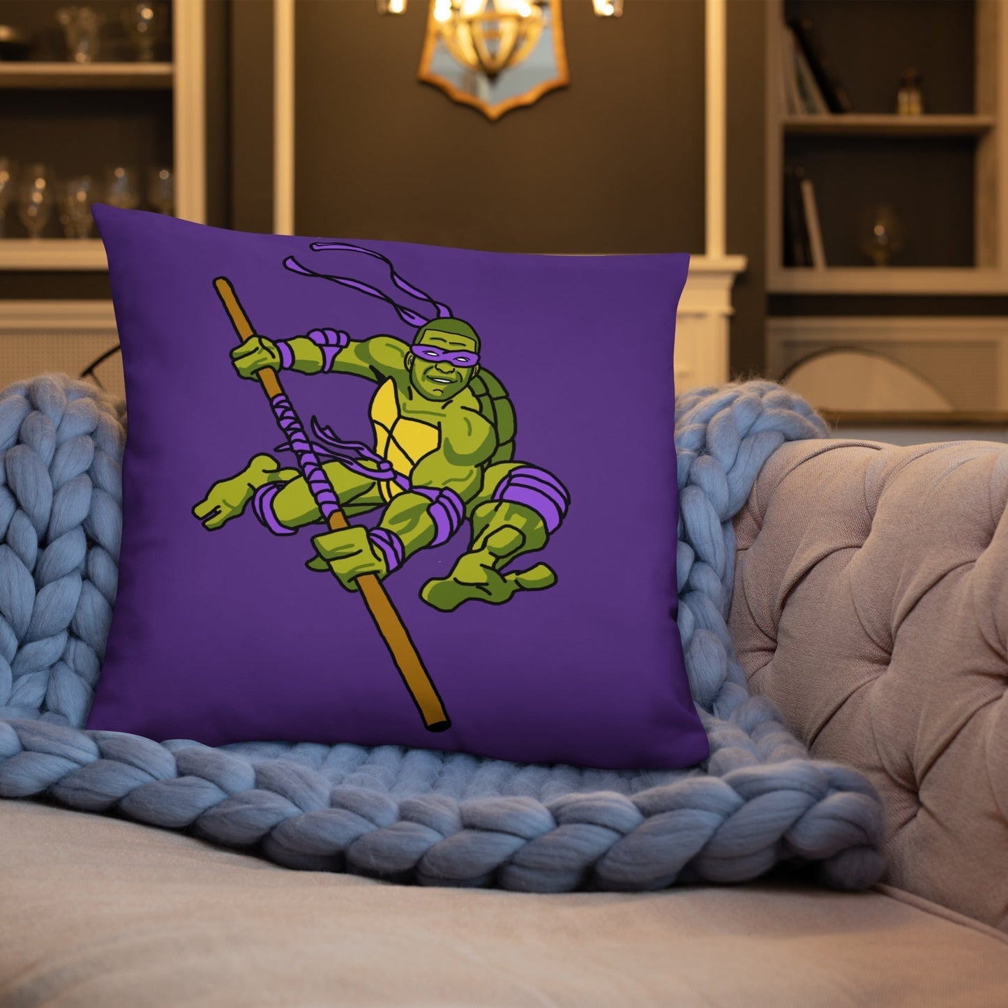Kylian Mbappe Purple Ninja Turtle Donatello Basic Pillow Pillows Football Kylian Mbappe Ninja Turtles PSG Real Madrid Next Cult Brand