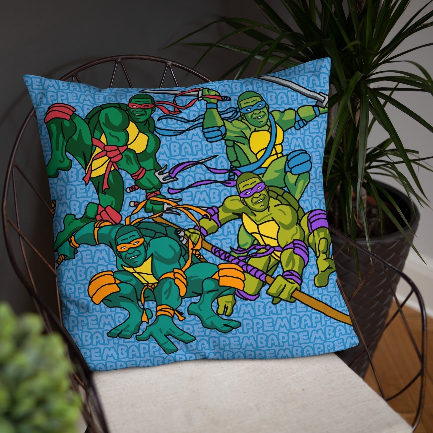 Kylian Mbappe Ninja Turtles funny football/ soccer meme Basic Pillow blue Pillows Football Kylian Mbappe Ninja Turtles PSG Real Madrid Next Cult Brand