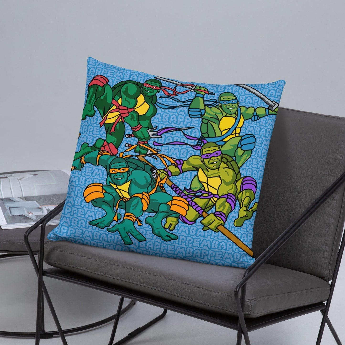 Kylian Mbappe Ninja Turtles funny football/ soccer meme Basic Pillow blue Pillows Football Kylian Mbappe Ninja Turtles PSG Real Madrid Next Cult Brand