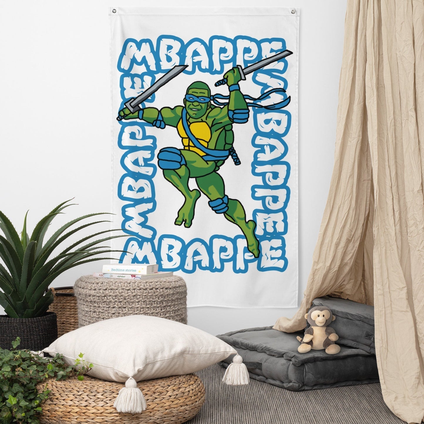 Kylian Mbappe Blue Ninja Turtle Leonardo Flag Default Title Flags Football Kylian Mbappe Ninja Turtles PSG Real Madrid Next Cult Brand