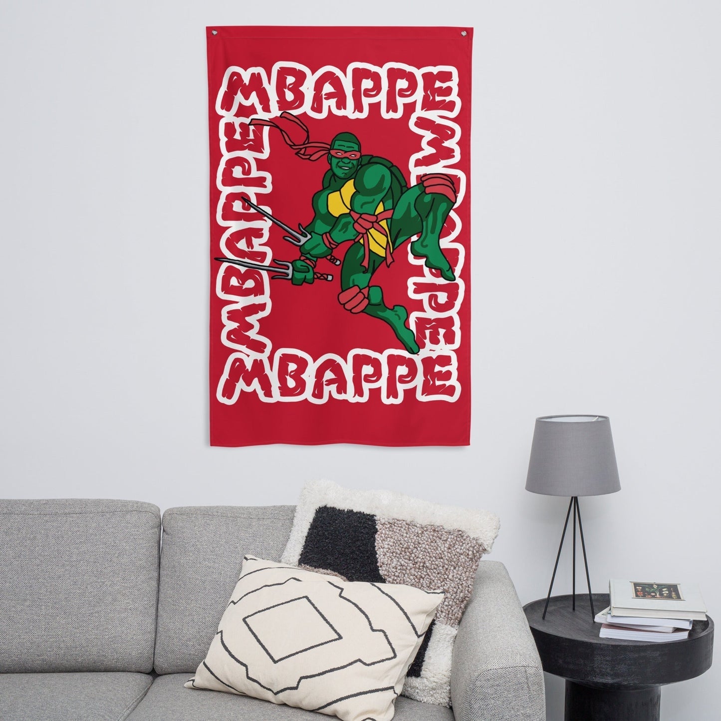 Kylian Mbappe Red Ninja Turtle Raphael Flag Default Title Flags Football Kylian Mbappe Ninja Turtles PSG Real Madrid Next Cult Brand
