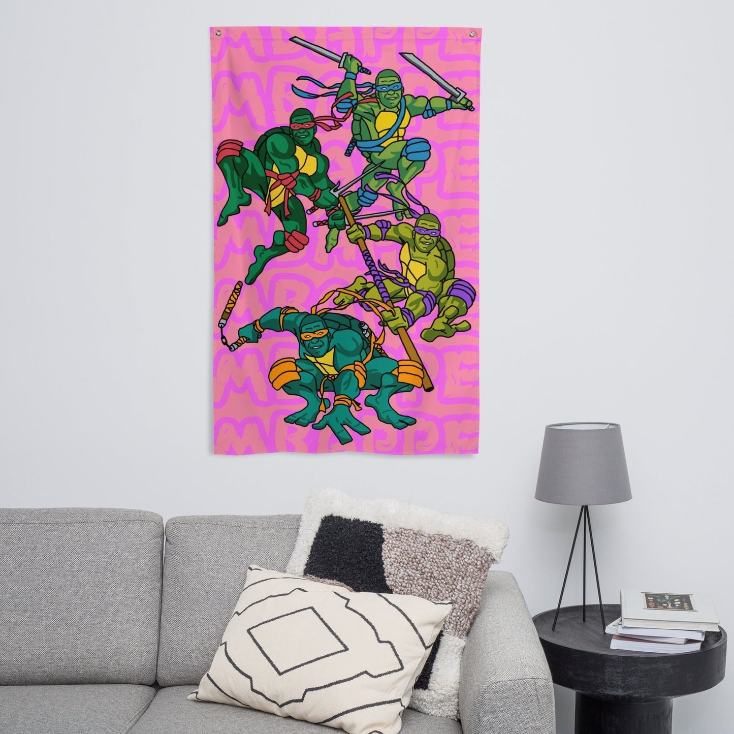 Kylian Mbappe Ninja Turtles funny football/ soccer meme Flag pink Default Title Flags Football Kylian Mbappe Ninja Turtles PSG Real Madrid Next Cult Brand