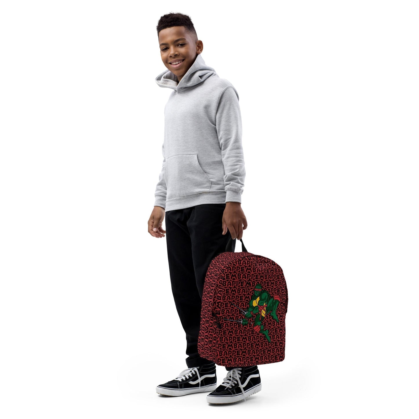 Kylian Mbappe Red Ninja Turtle Raphael Minimalist Backpack Bags Football Kylian Mbappe Ninja Turtles PSG Real Madrid Next Cult Brand
