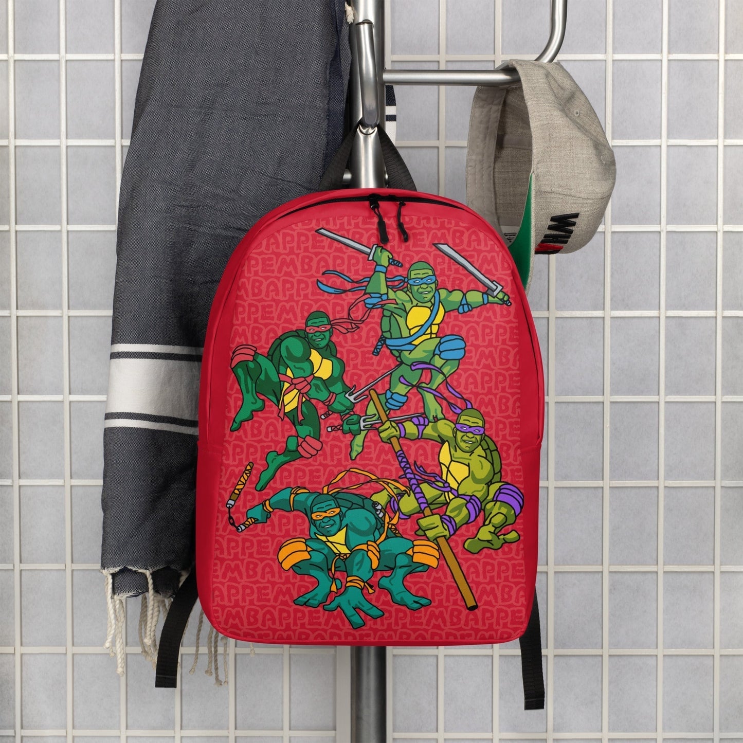 Kylian Mbappe Ninja Turtles funny football/ soccer meme Minimalist Backpack red Default Title Bags Football Kylian Mbappe Ninja Turtles PSG Real Madrid Next Cult Brand