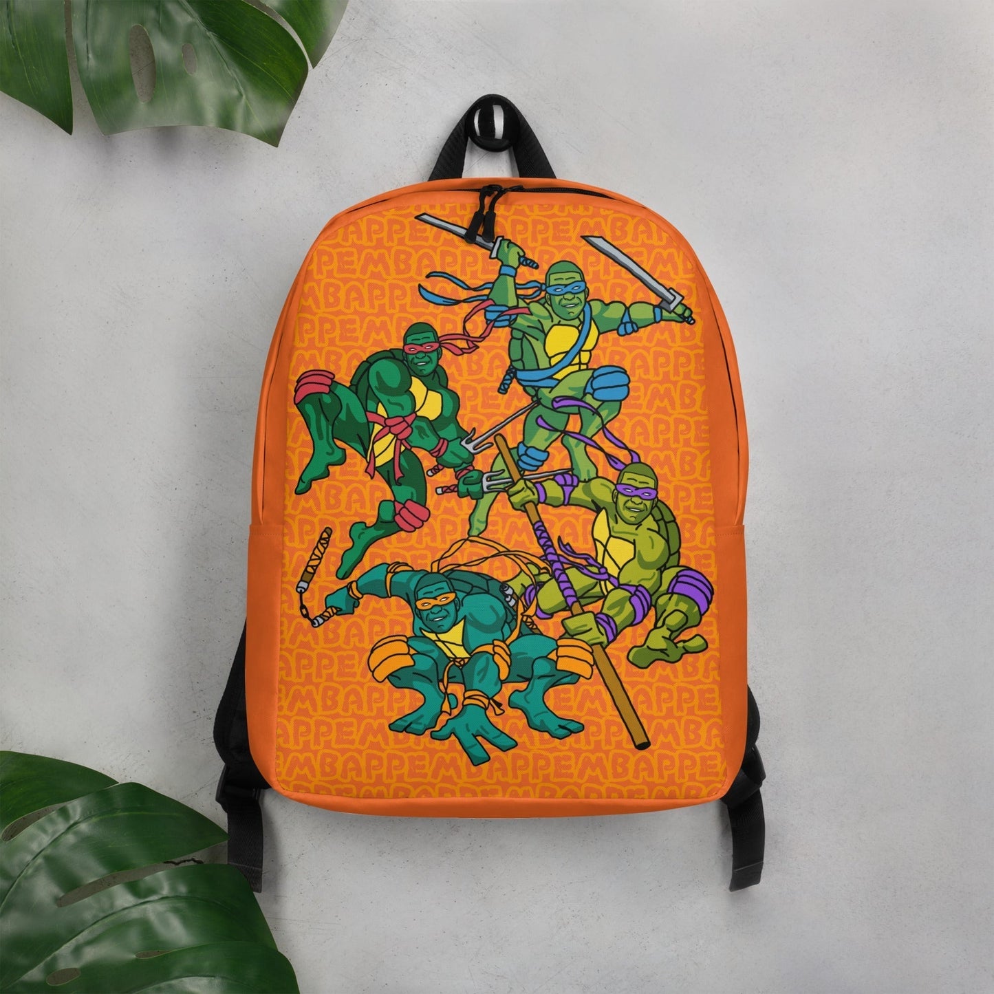 Kylian Mbappe Ninja Turtles funny football/ soccer meme Minimalist Backpack orange Default Title Bags Football Kylian Mbappe Ninja Turtles PSG Real Madrid Next Cult Brand