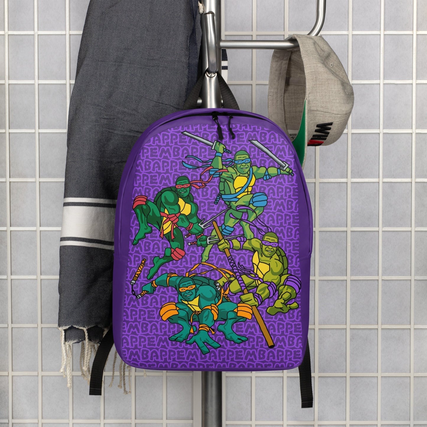 Kylian Mbappe Ninja Turtles funny football/ soccer meme Minimalist Backpack purple Default Title Bags Football Kylian Mbappe Ninja Turtles PSG Real Madrid Next Cult Brand