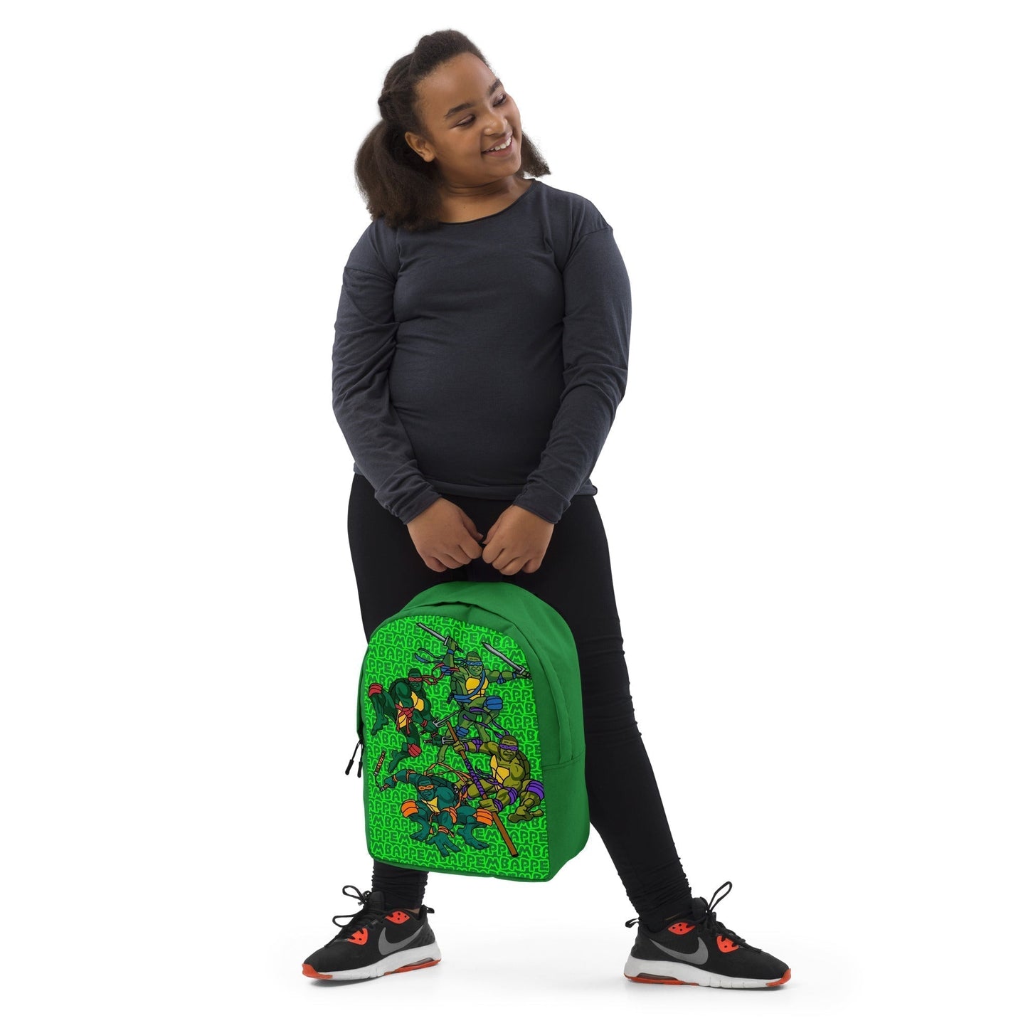 Kylian Mbappe Ninja Turtles funny football/ soccer meme Minimalist Backpack green Bags Football Kylian Mbappe Ninja Turtles PSG Real Madrid Next Cult Brand