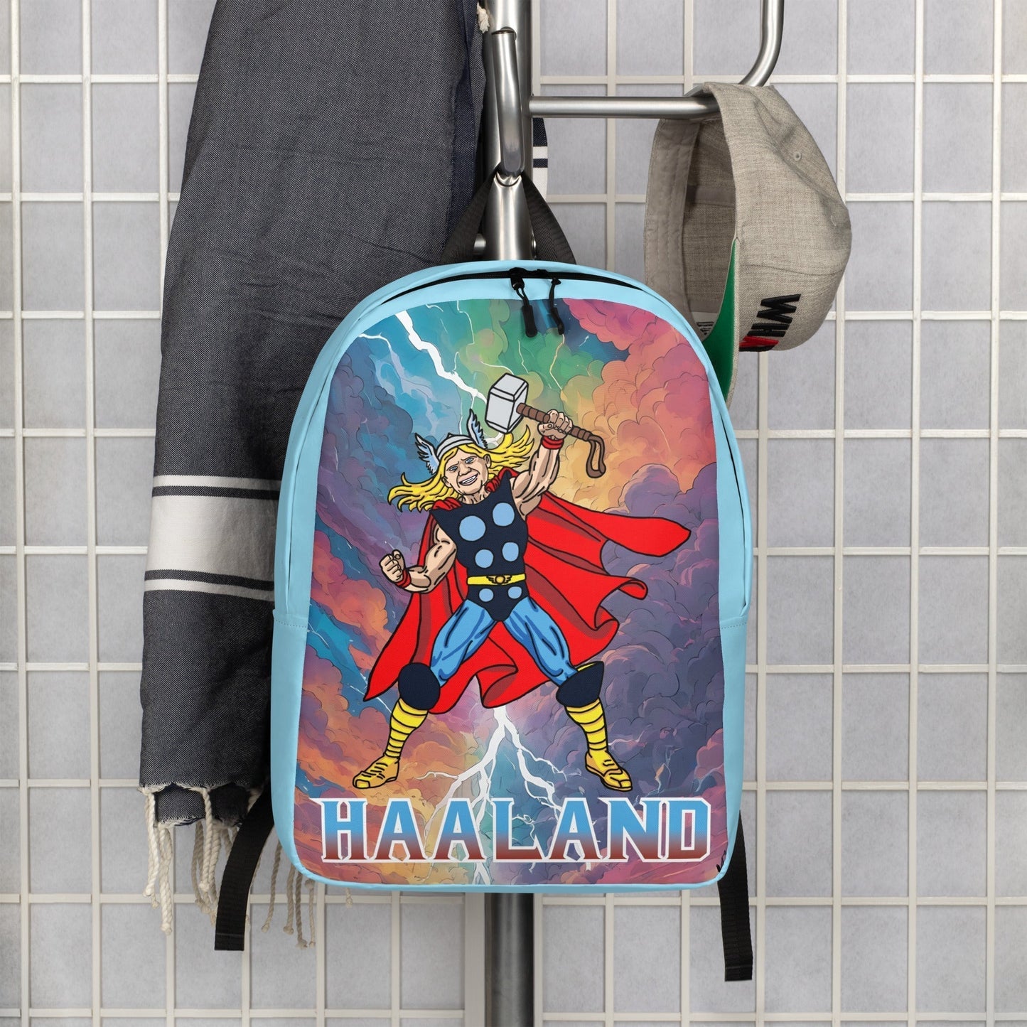 Erling Haaland Thor Avenger Manchester City Funny Football/ Soccer Meme Minimalist Backpack blue Default Title Bags Erling Haaland Football Manchester City Thor Next Cult Brand