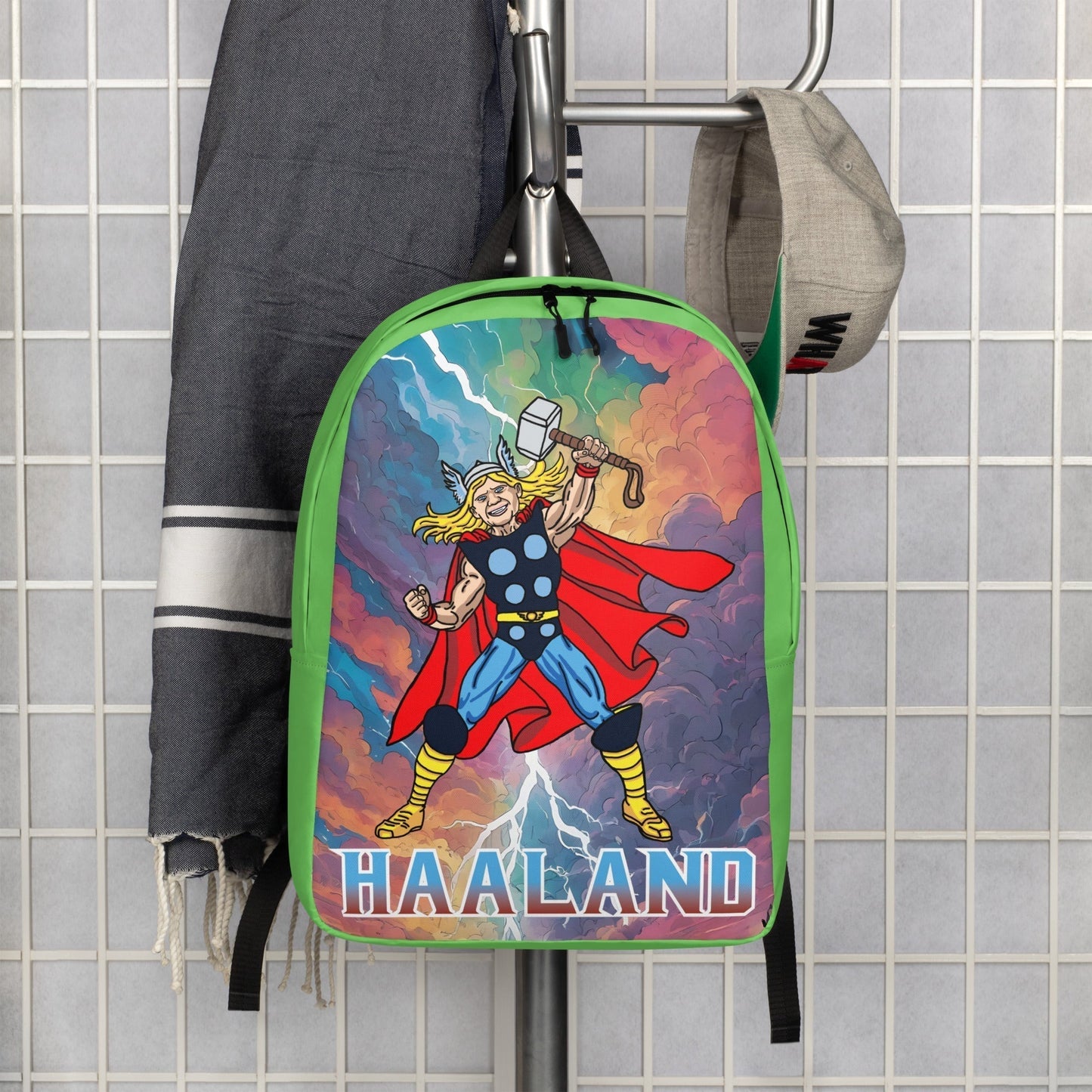 Erling Haaland Thor Avenger Manchester City Funny Football/ Soccer Meme Minimalist Backpack green Default Title Bags Erling Haaland Football Manchester City Thor Next Cult Brand