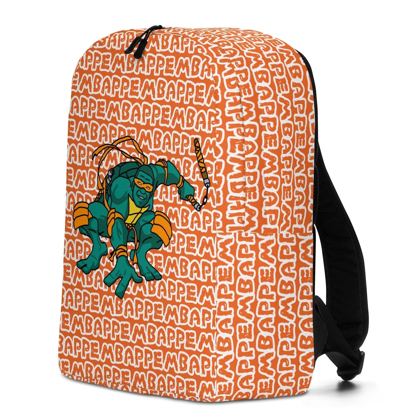 Kylian Mbappe Orange Ninja Turtle Michelangelo Minimalist Backpack Bags Football Kylian Mbappe Ninja Turtles PSG Real Madrid Next Cult Brand