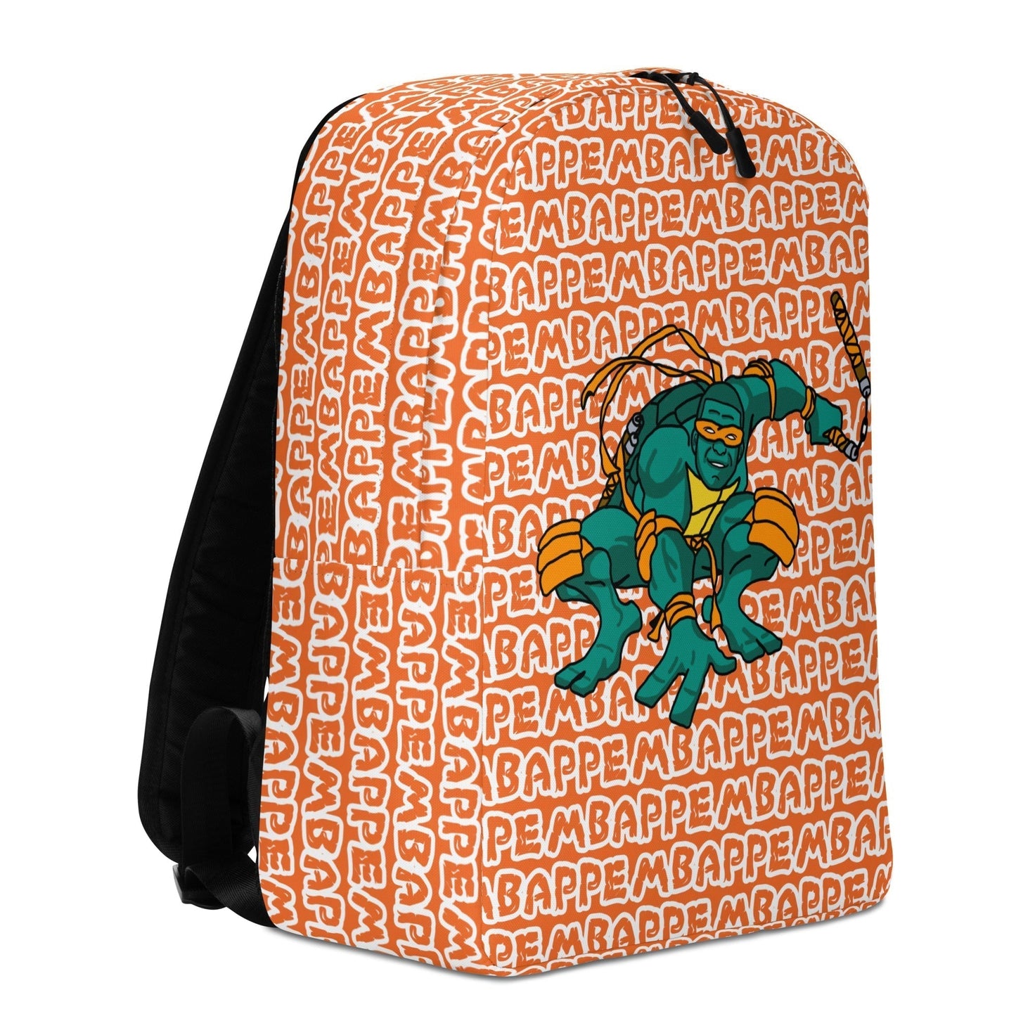 Kylian Mbappe Orange Ninja Turtle Michelangelo Minimalist Backpack Bags Football Kylian Mbappe Ninja Turtles PSG Real Madrid Next Cult Brand