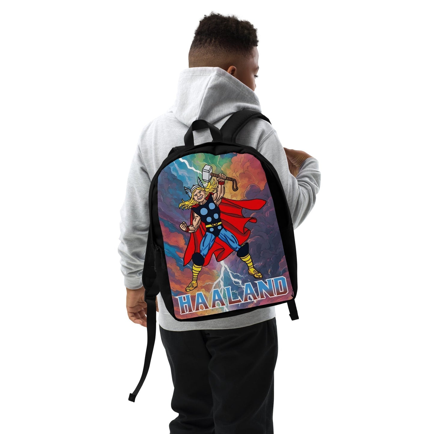 Erling Haaland Thor Avenger Manchester City Funny Football/ Soccer Meme Minimalist Backpack black Default Title Bags Erling Haaland Football Manchester City Thor Next Cult Brand