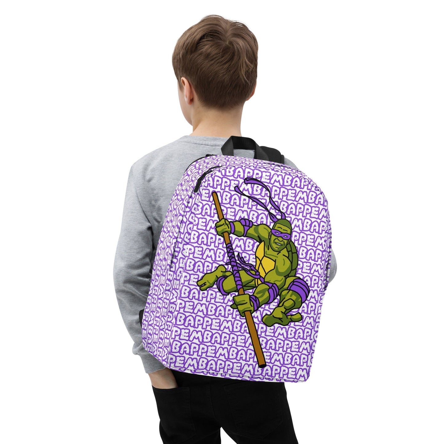 Kylian Mbappe Purple Ninja Turtle Donatello Minimalist Backpack Bags Football Kylian Mbappe Ninja Turtles PSG Real Madrid Next Cult Brand