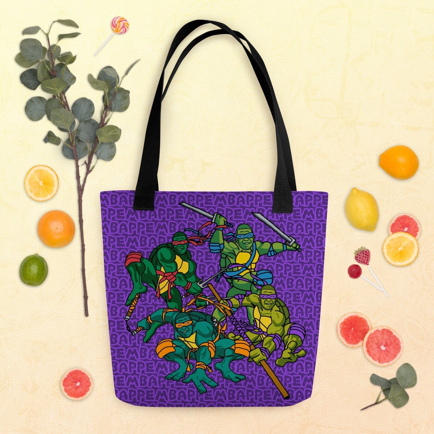 Kylian Mbappe Ninja Turtles funny football/ soccer meme Tote bag purple Default Title Bags Football Kylian Mbappe Ninja Turtles PSG Real Madrid Next Cult Brand