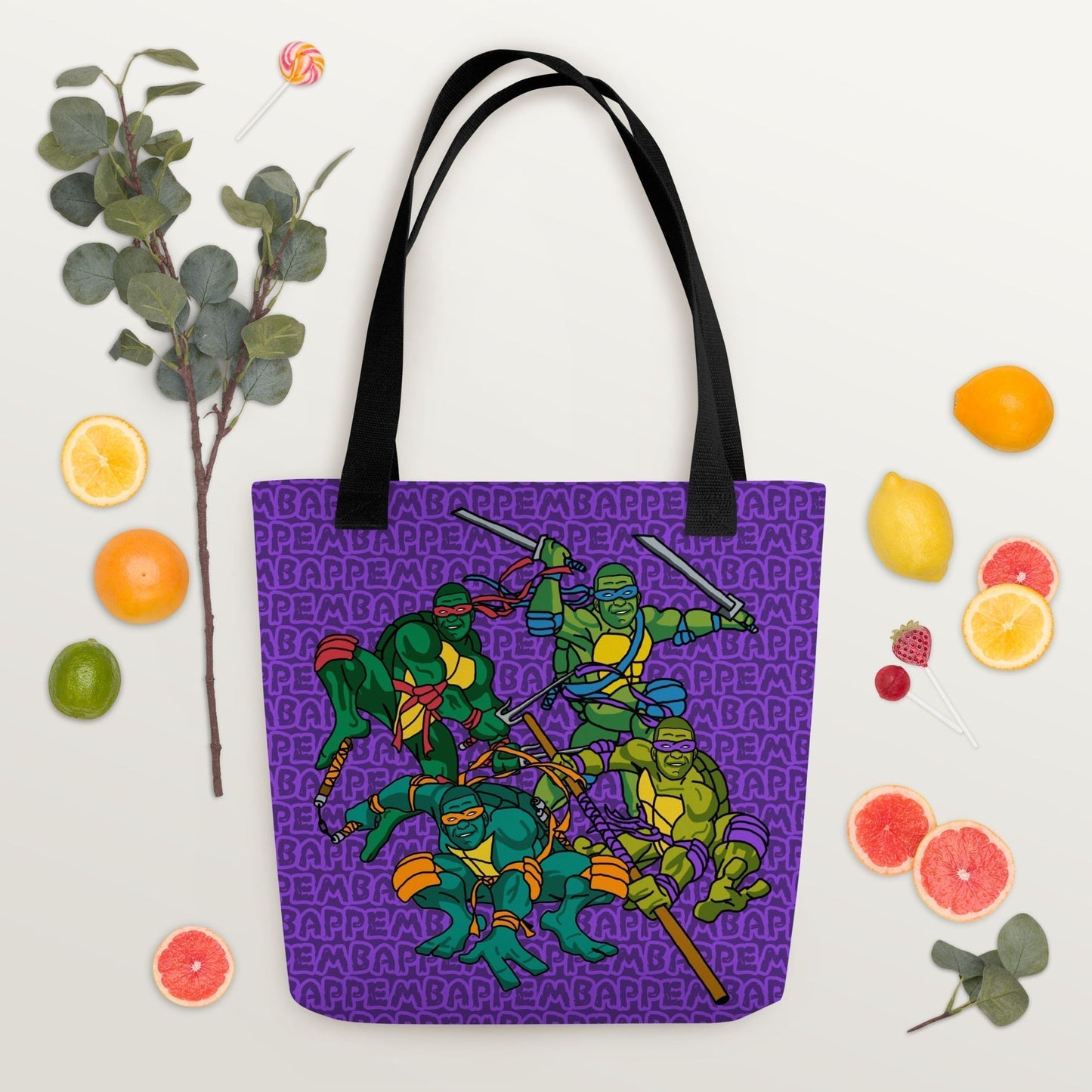 Kylian Mbappe Ninja Turtles funny football/ soccer meme Tote bag purple Bags Football Kylian Mbappe Ninja Turtles PSG Real Madrid Next Cult Brand