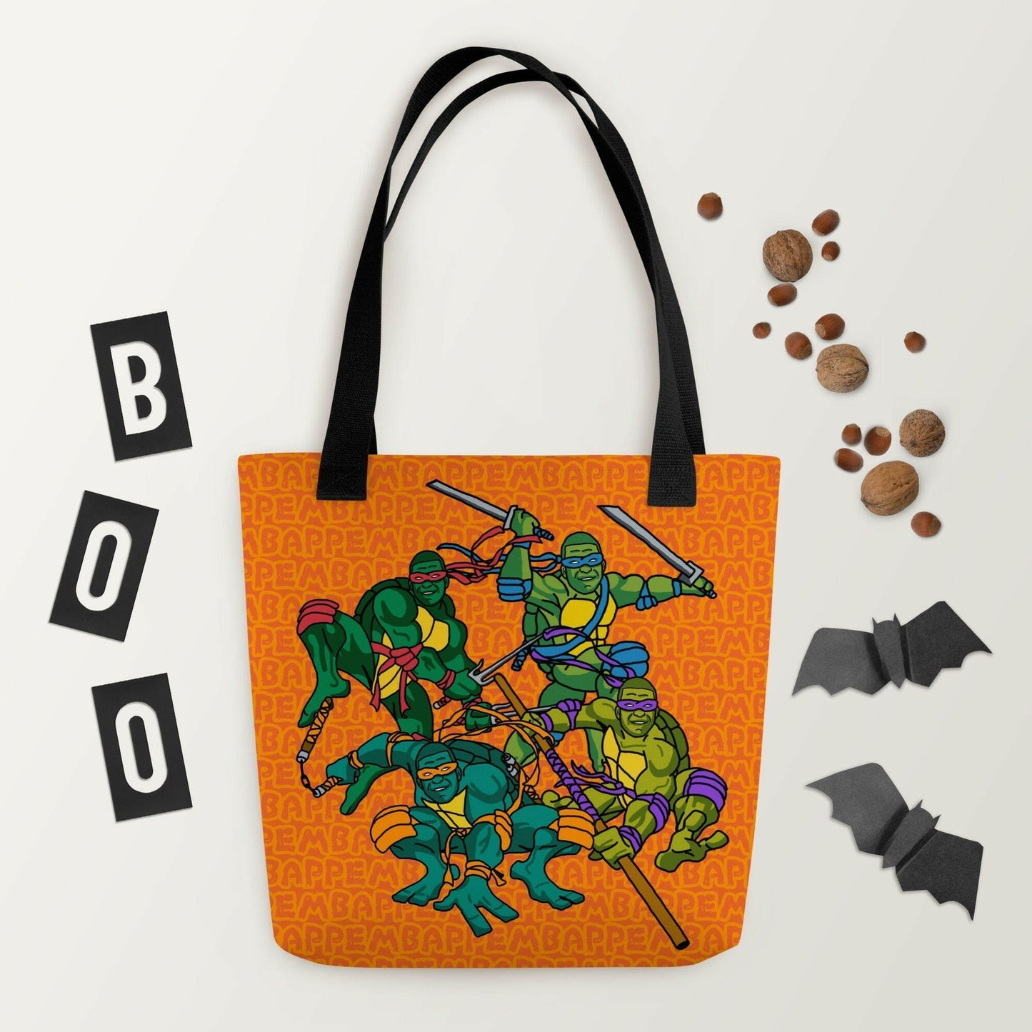 Kylian Mbappe Ninja Turtles funny football/ soccer meme Tote bag orange Bags Football Kylian Mbappe Ninja Turtles PSG Real Madrid Next Cult Brand
