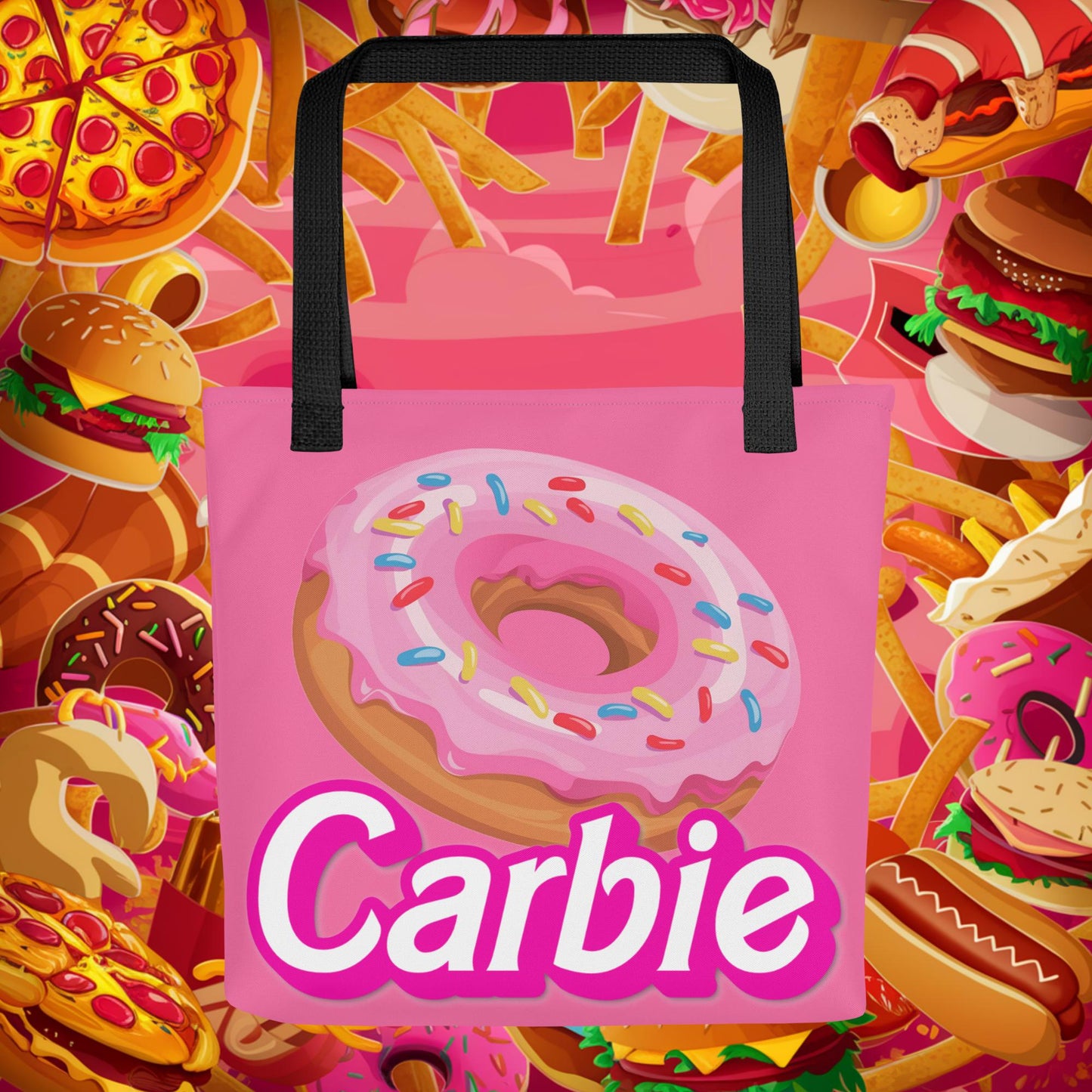 Carbie Barbie I Love Carbs I Love Donuts Tote bag Default Title Bags Barbie Carbie Donuts Fast Food Ken Movies Next Cult Brand
