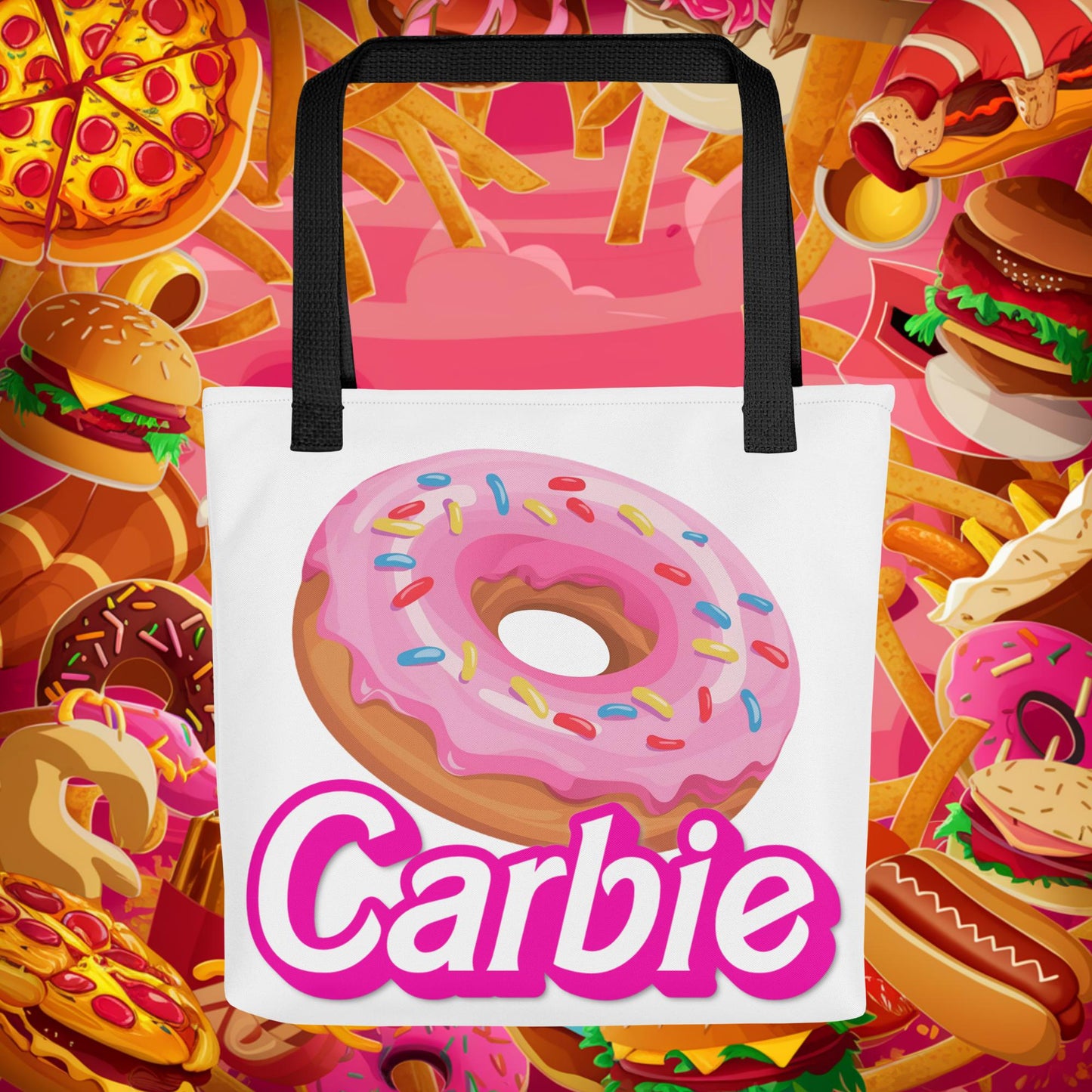 Carbie Barbie I Love Carbs I Love Donuts Tote bag Default Title Bags Barbie Carbie Donuts Fast Food Ken Movies Next Cult Brand