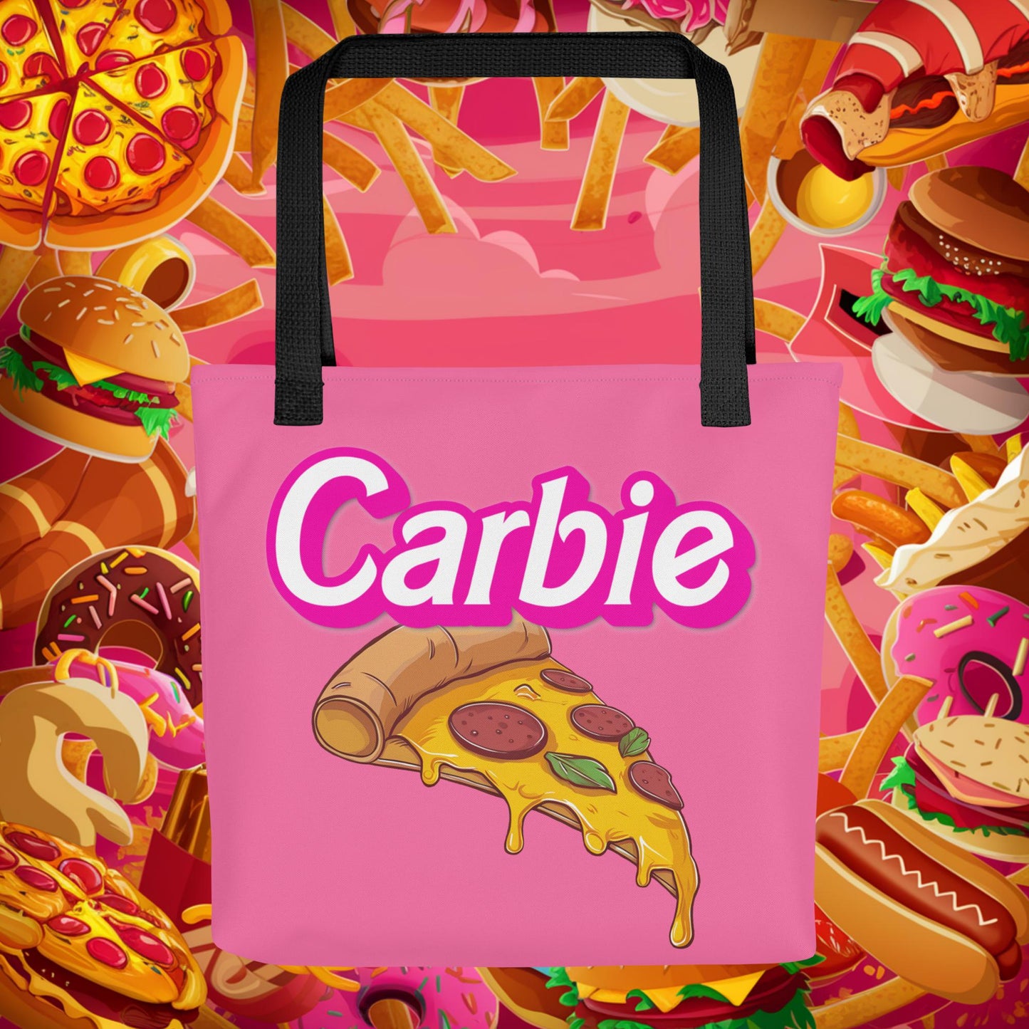 Carbie Barbie I Love Carbs I Love Pizza Tote bag Default Title Bags Barbie Carbie Fast Food Ken Movies Pizza Next Cult Brand