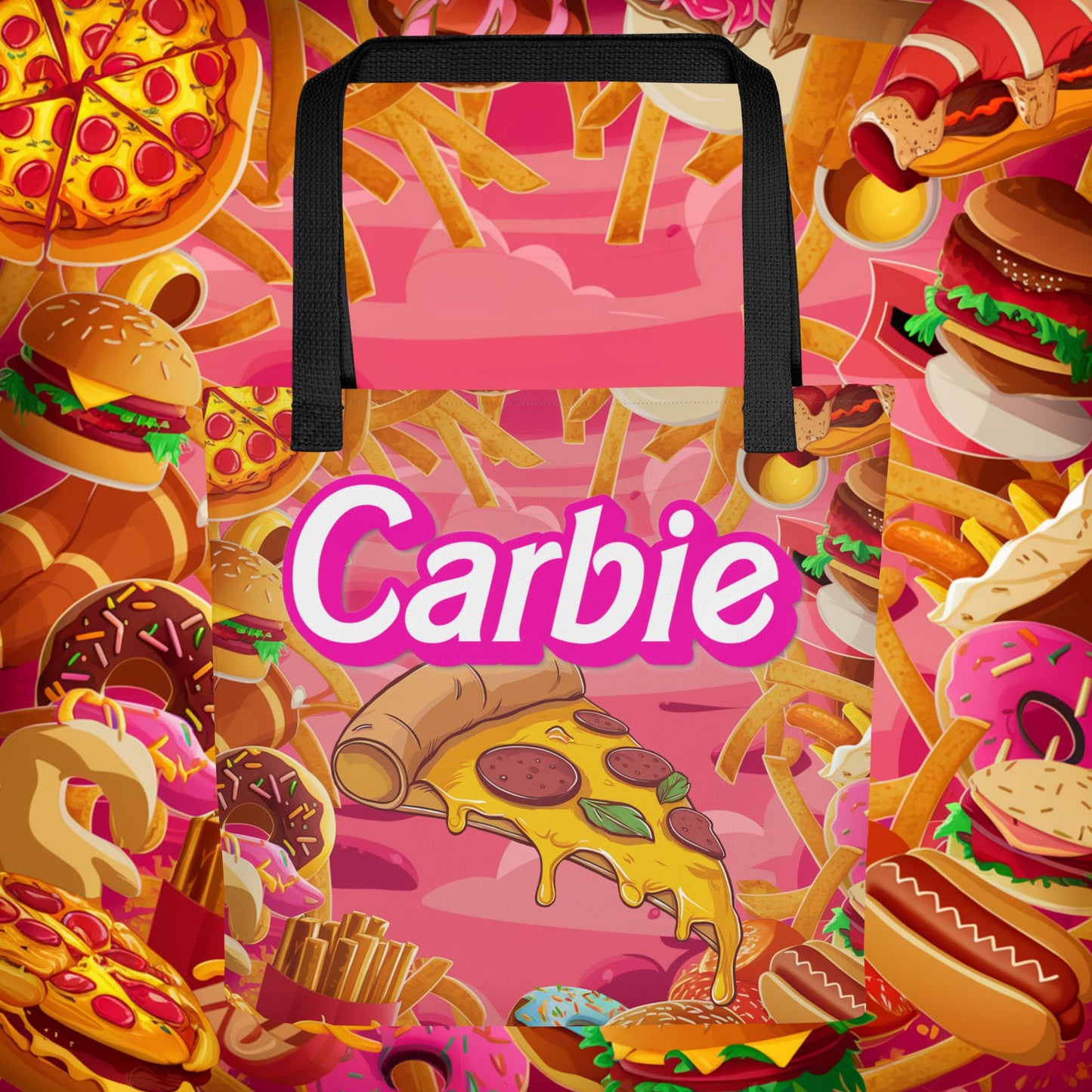 Carbie Barbie I Love Carbs I Love Pizza Tote bag Default Title Bags Barbie Carbie Fast Food Ken Movies Pizza Next Cult Brand