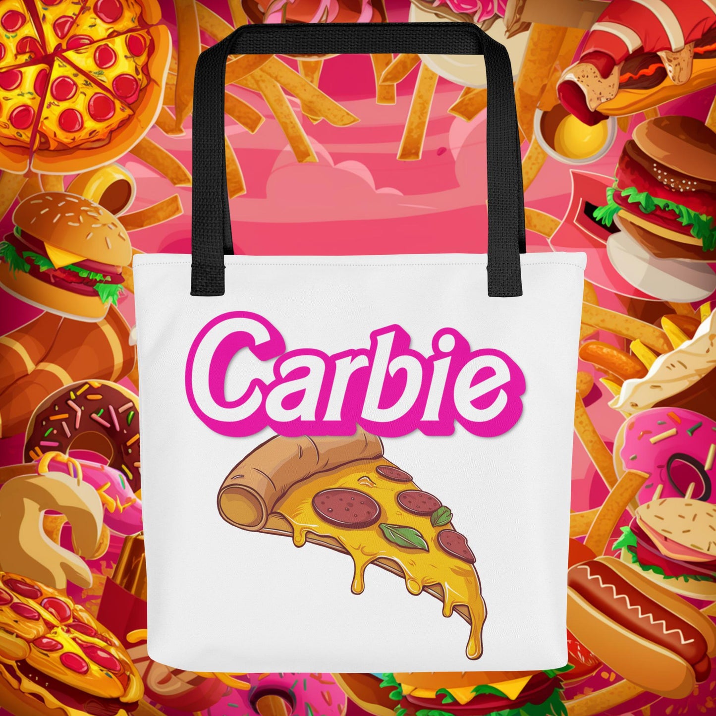 Carbie Barbie I Love Carbs I Love Pizza Tote bag Default Title Bags Barbie Carbie Fast Food Ken Movies Pizza Next Cult Brand