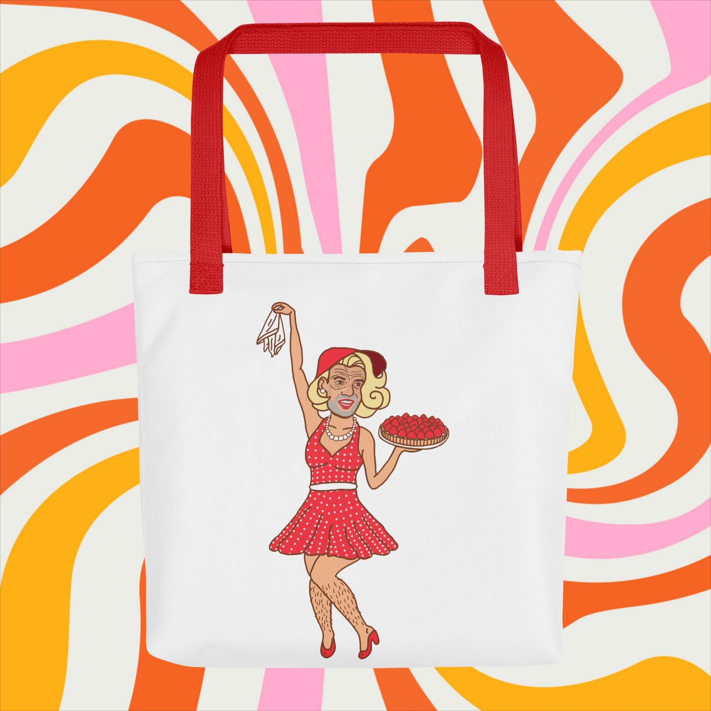 Thinnn Boy Bake Club The Fighter and The Kid TFATK Podcast Comedy 60s retro housewife Bryan Callen Tote bag Red Bags Bryan Callen Podcasts Stand-up Comedy The Fighter and The Kid (TFATK) Thinnn Boy Bake Club Next Cult Brand