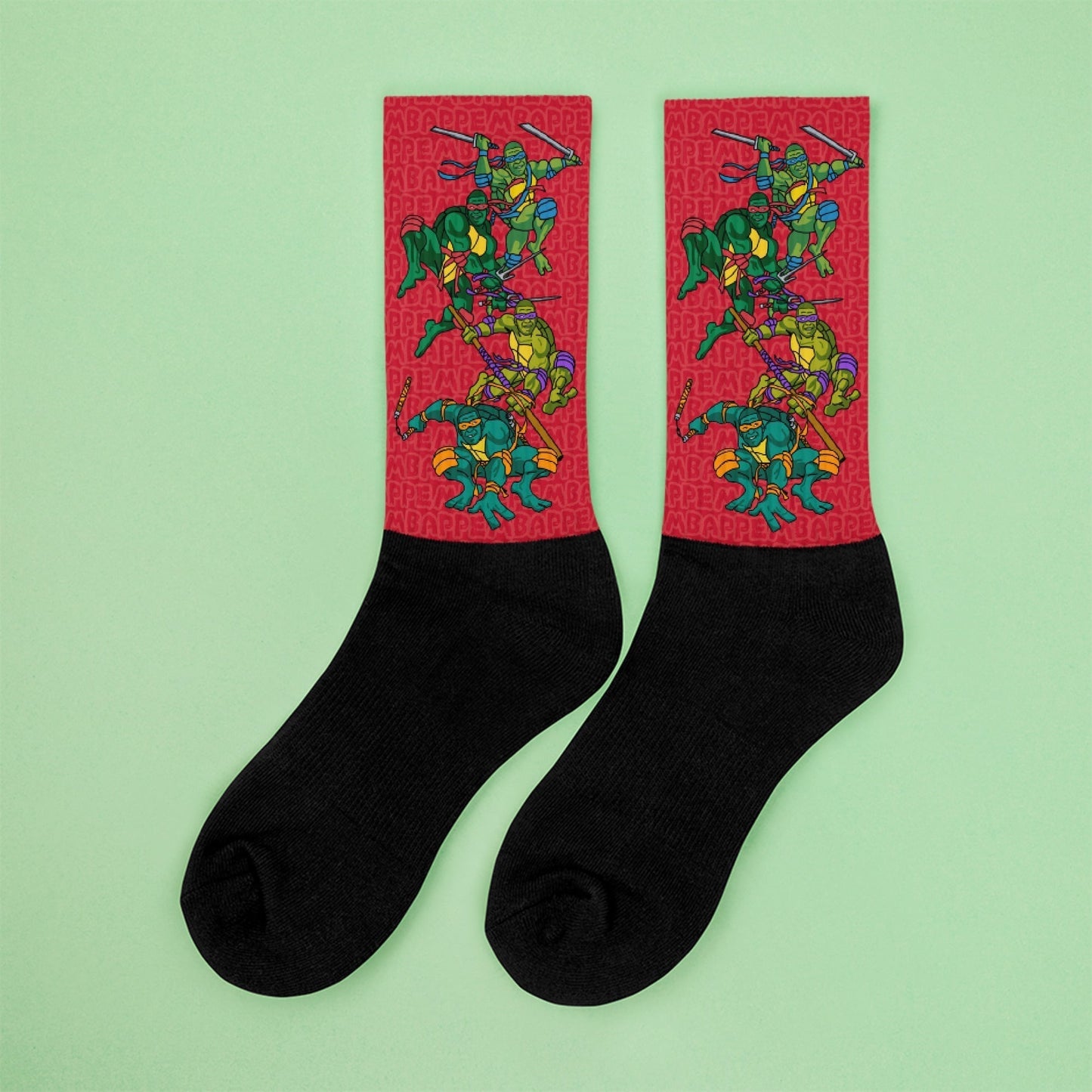 Kylian Mbappe Ninja Turtles funny football/ soccer meme Socks red XL Socks Football Kylian Mbappe Ninja Turtles PSG Real Madrid Next Cult Brand