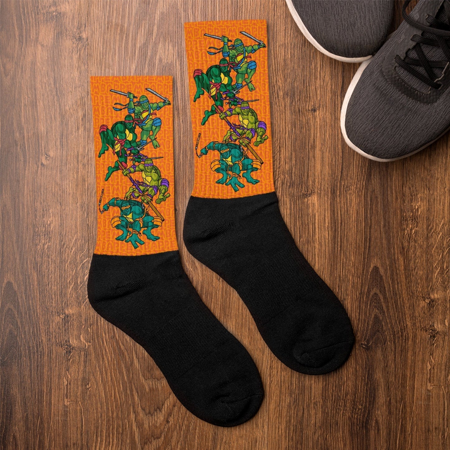 Kylian Mbappe Ninja Turtles funny football/ soccer meme Socks orange XL Socks Football Kylian Mbappe Ninja Turtles PSG Real Madrid Next Cult Brand