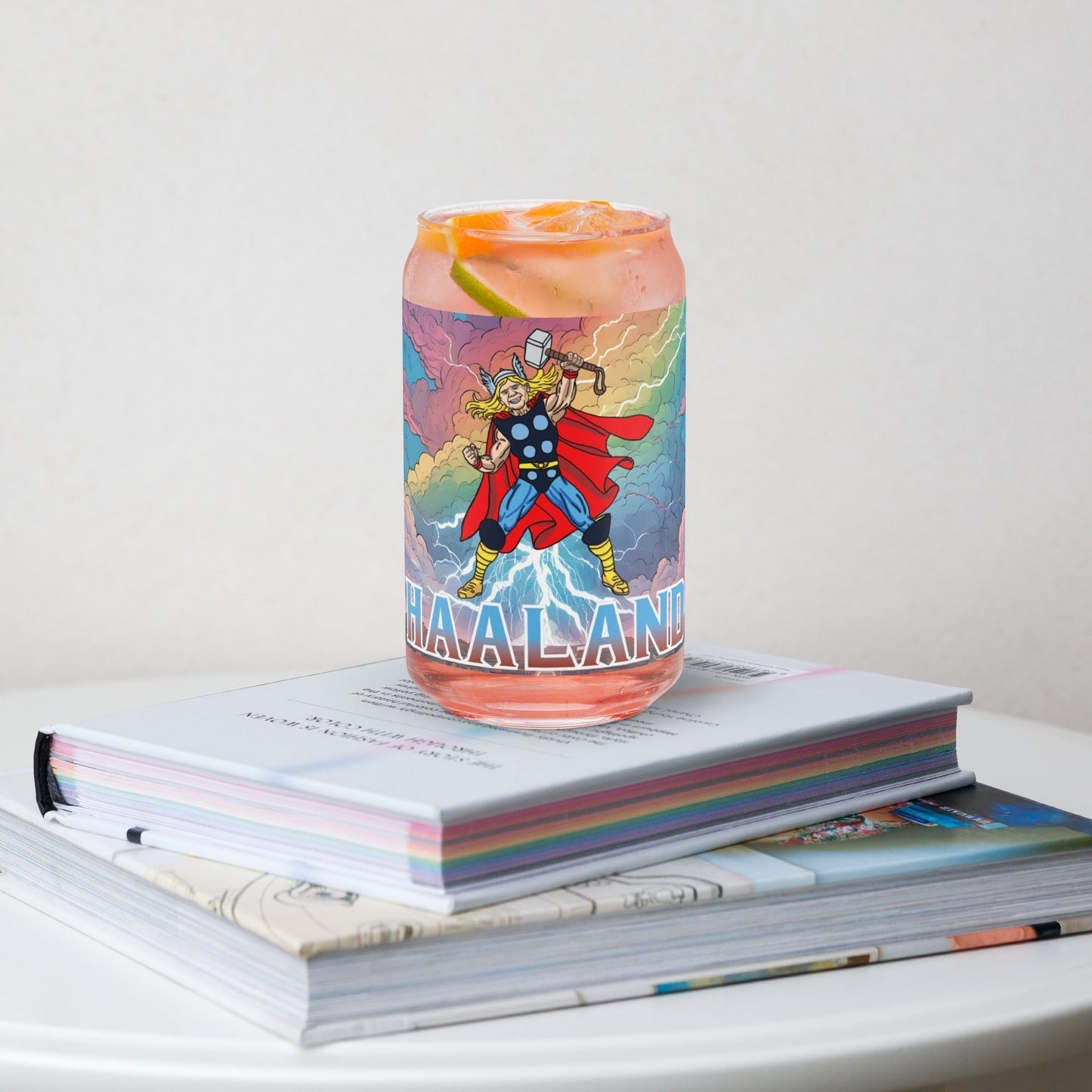 Erling Haaland Thor Avenger Manchester City Funny Football/ Soccer Meme Can-shaped glass Glasses Erling Haaland Football Manchester City Thor Next Cult Brand