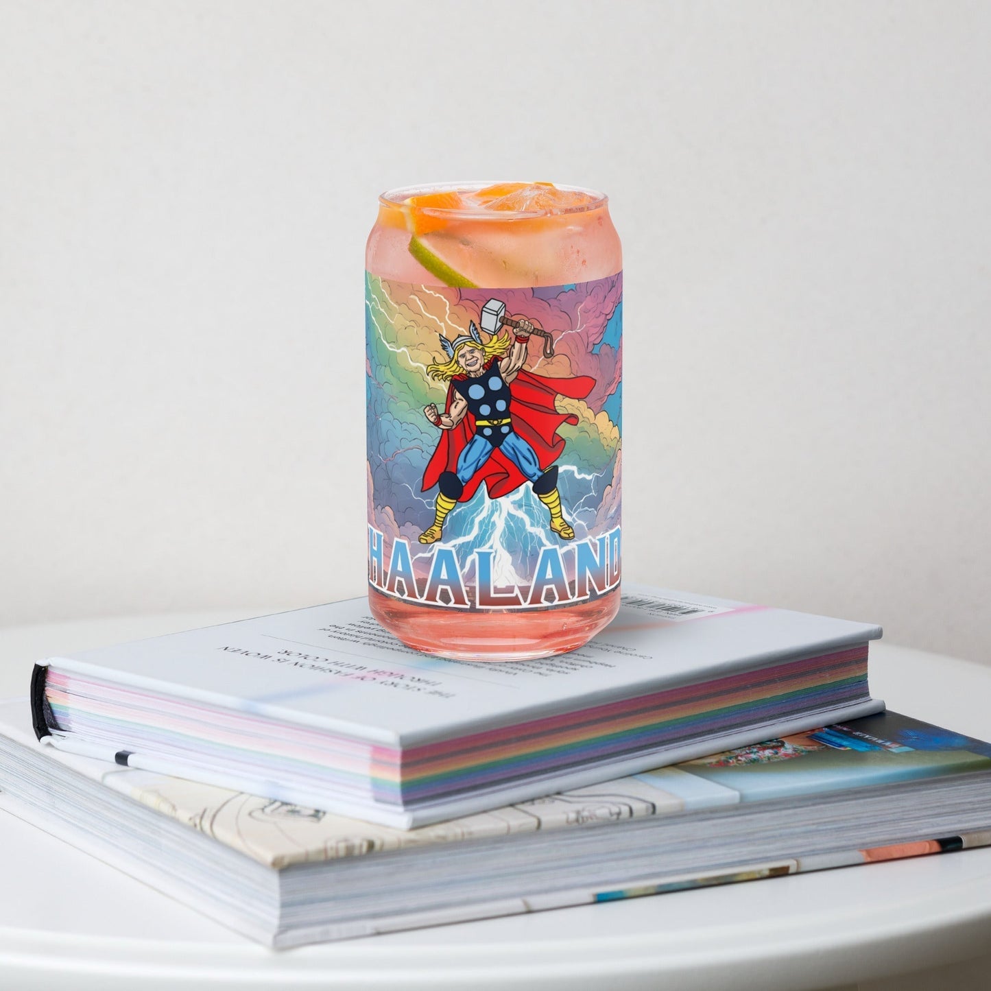 Erling Haaland Thor Avenger Manchester City Funny Football/ Soccer Meme Can-shaped glass Glasses Erling Haaland Football Manchester City Thor Next Cult Brand