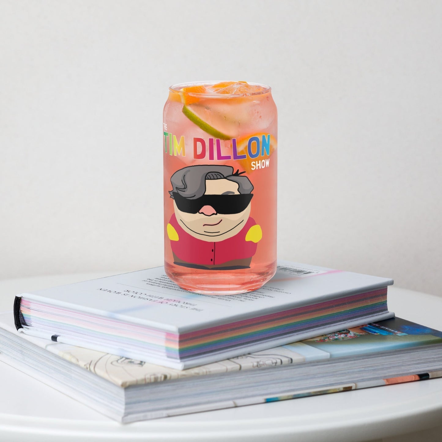 Tim Dillon Cartman, Southpark, The Tim Dillon Show, Tim Dillon Podcast, Tim Dillon Merch, Tim Dillon Can-shaped glass Glasses Podcasts Stand-up Comedy Tim Dillon Next Cult Brand