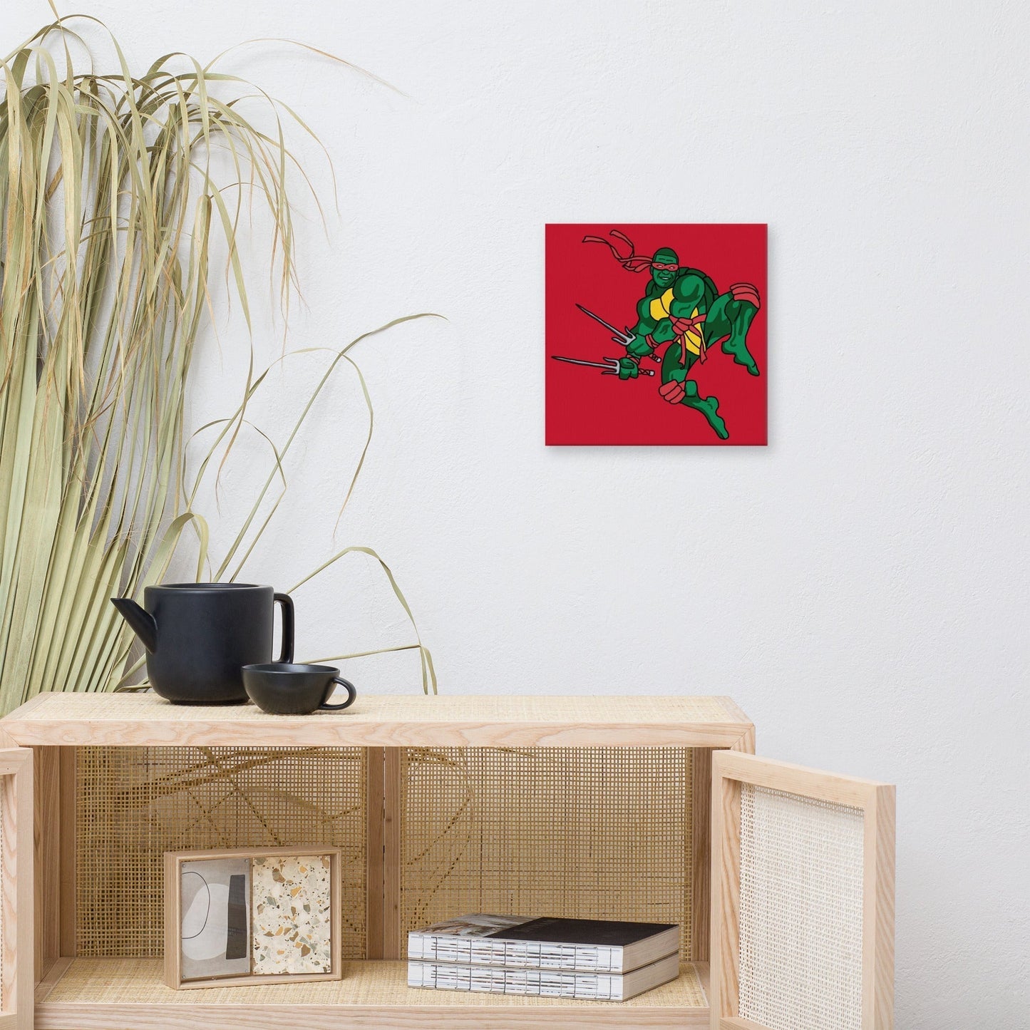 Kylian Mbappe Red Ninja Turtle Raphael Canvas 12″×12″ Canvas Football Kylian Mbappe Ninja Turtles PSG Real Madrid Next Cult Brand