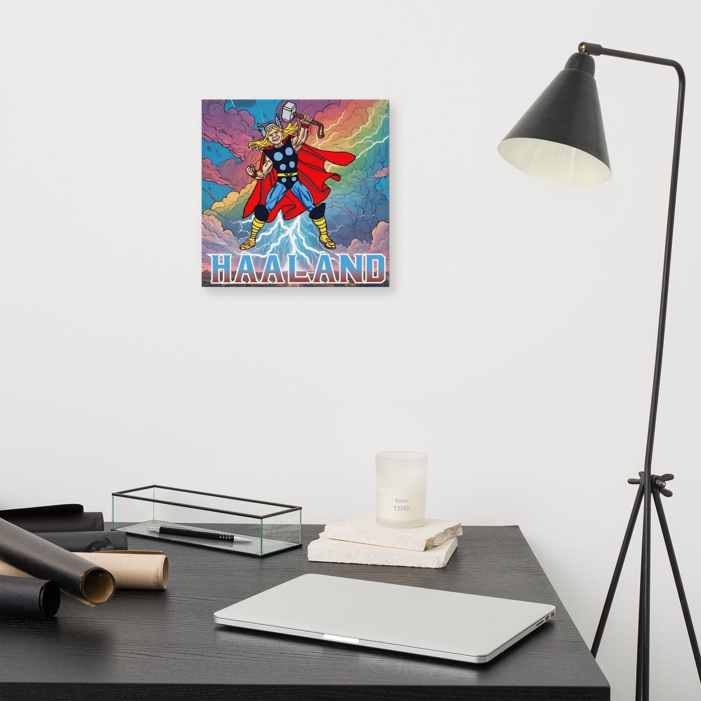 Erling Haaland Thor Avenger Manchester City Funny Football/ Soccer Meme Canvas 12″×12″ Canvas Erling Haaland Football Manchester City Thor Next Cult Brand