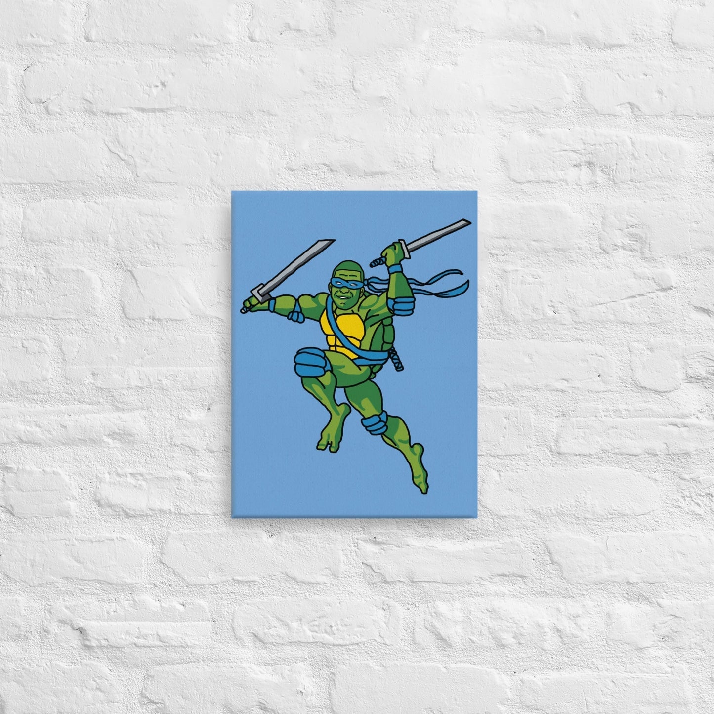 Kylian Mbappe Blue Ninja Turtle Leonardo Canvas 12″×16″ Canvas Football Kylian Mbappe Ninja Turtles PSG Real Madrid Next Cult Brand