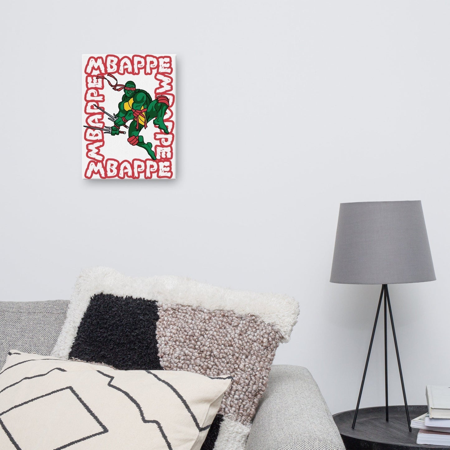 Kylian Mbappe Red Ninja Turtle Raphael Canvas 12″×16″ Canvas Football Kylian Mbappe Ninja Turtles PSG Real Madrid Next Cult Brand