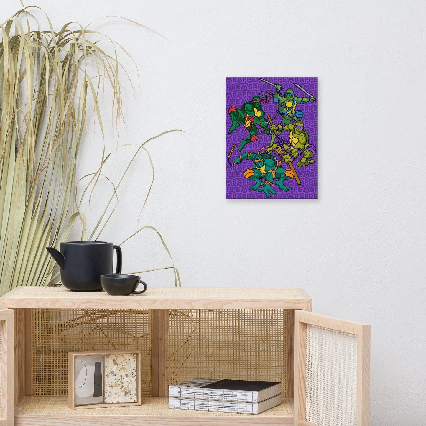 Kylian Mbappe Ninja Turtles funny football/ soccer meme Canvas purple 12″×16″ Canvas Football Kylian Mbappe Ninja Turtles PSG Real Madrid Next Cult Brand